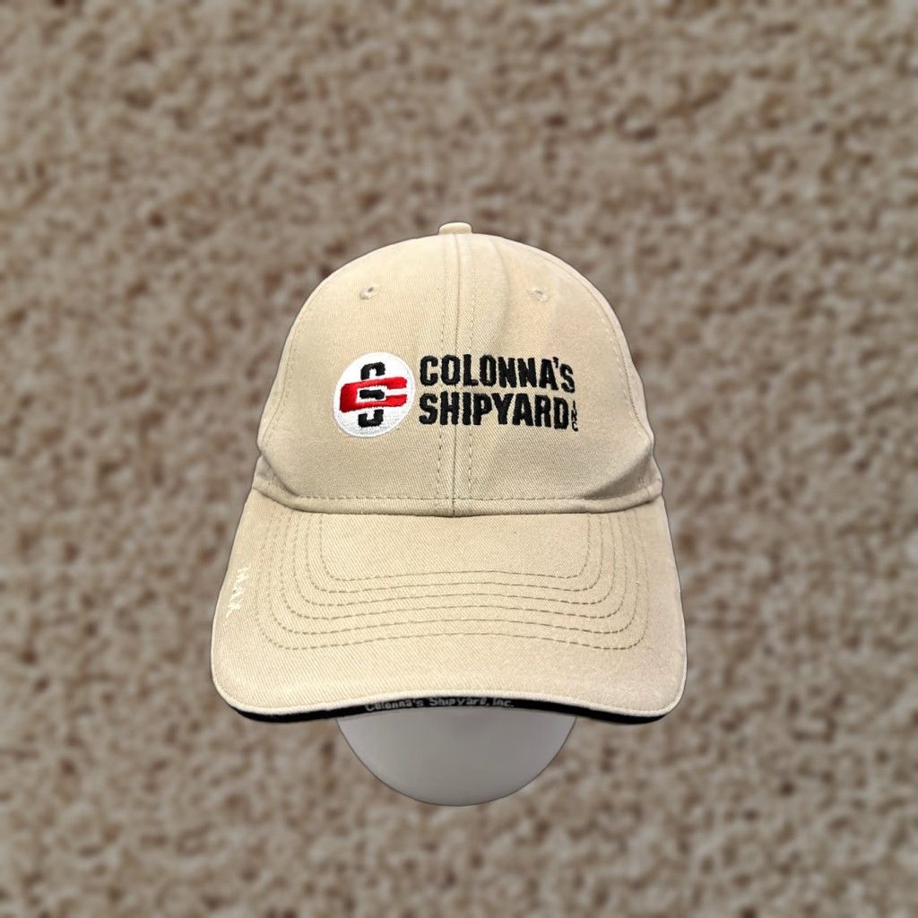 Vintage VINTAGE Colonna's Shipyard Hat Cap Strap Back Adult One Size Beige 100% Cotton Workwear Size ONE SIZE - 1 Thumbnail