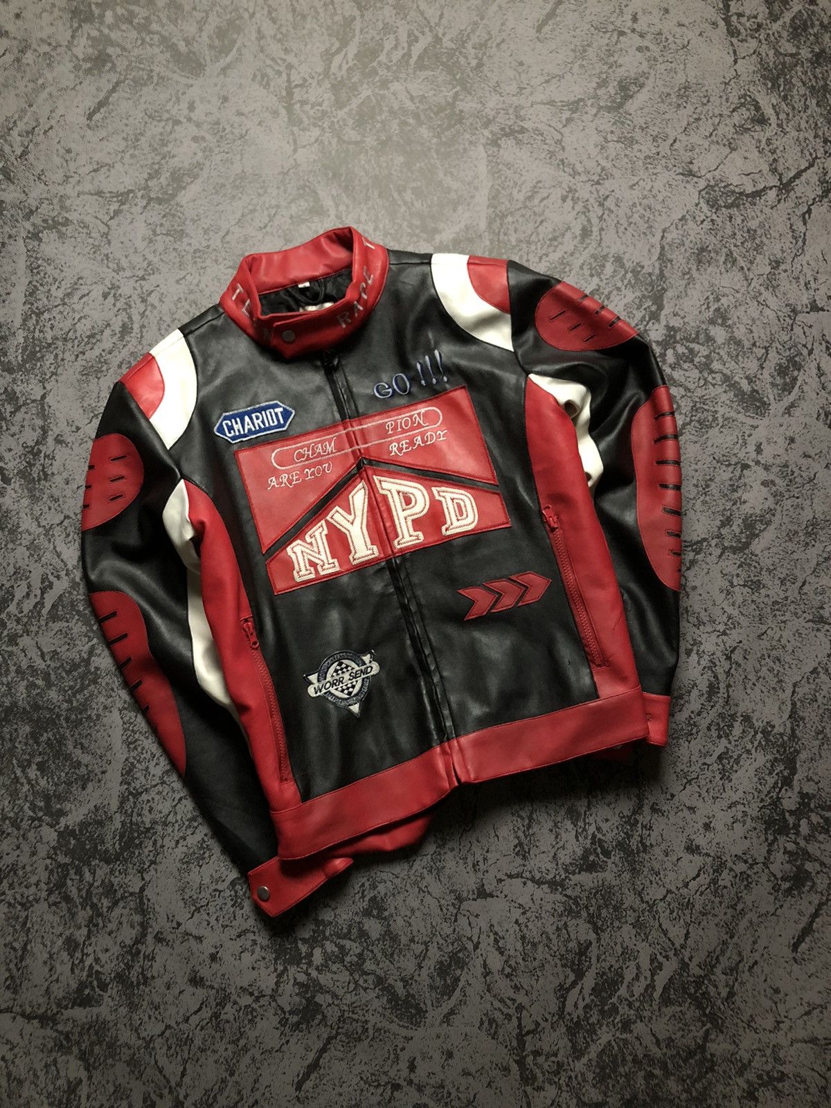 Vintage Vintage Racing Jacket Leather Nypd Chariot Champion Size US M / EU 48-50 / 2 - 2 Thumbnail