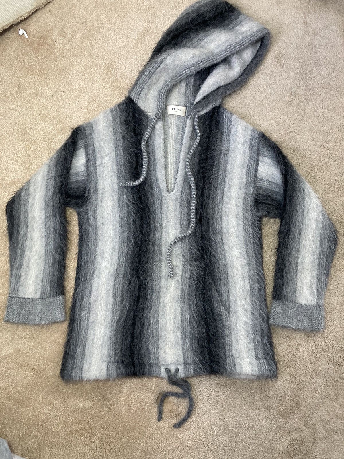 Celine × Hedi Slimane AW21 Celine Alpaca Wool Baja Hoodie 2021 Teen Knight Poem 20 Size US M / EU 48-50 / 2 - 2 Thumbnail
