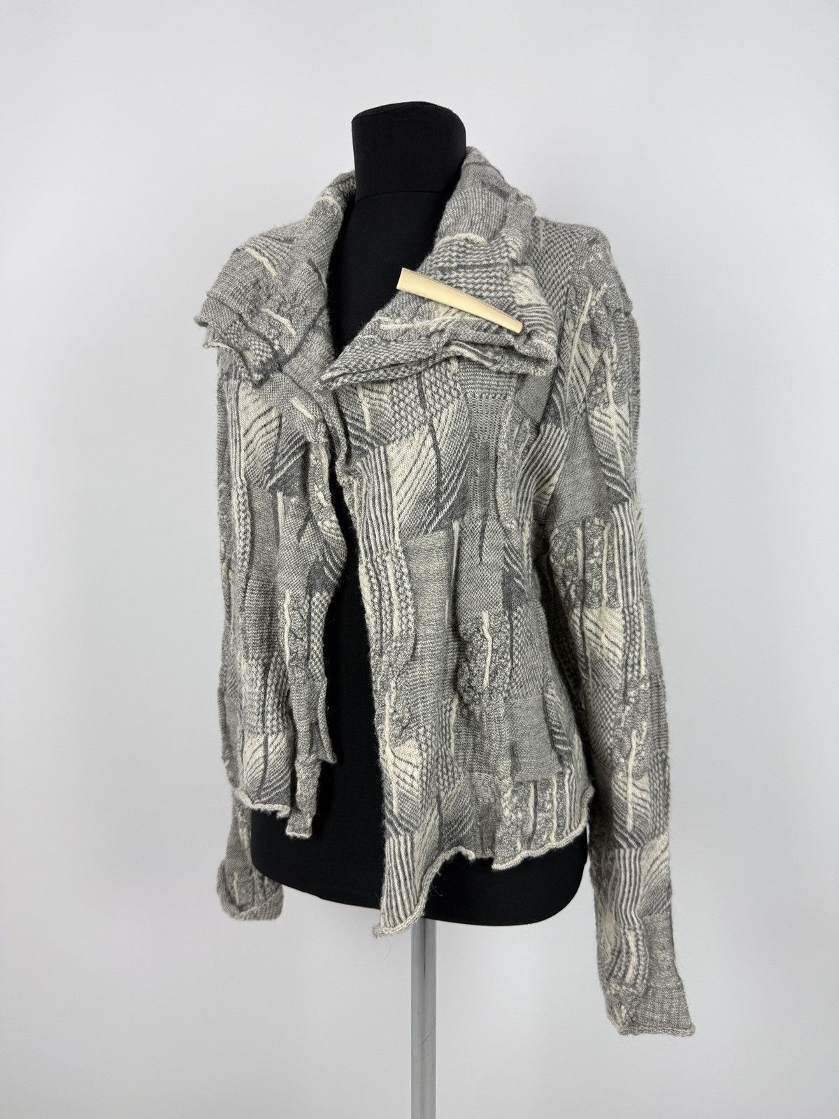Other Crea Concept Alpaca Merino Collared 3D Knit Open Cardigan Size M / US 6-8 / IT 42-44 - 1 Thumbnail