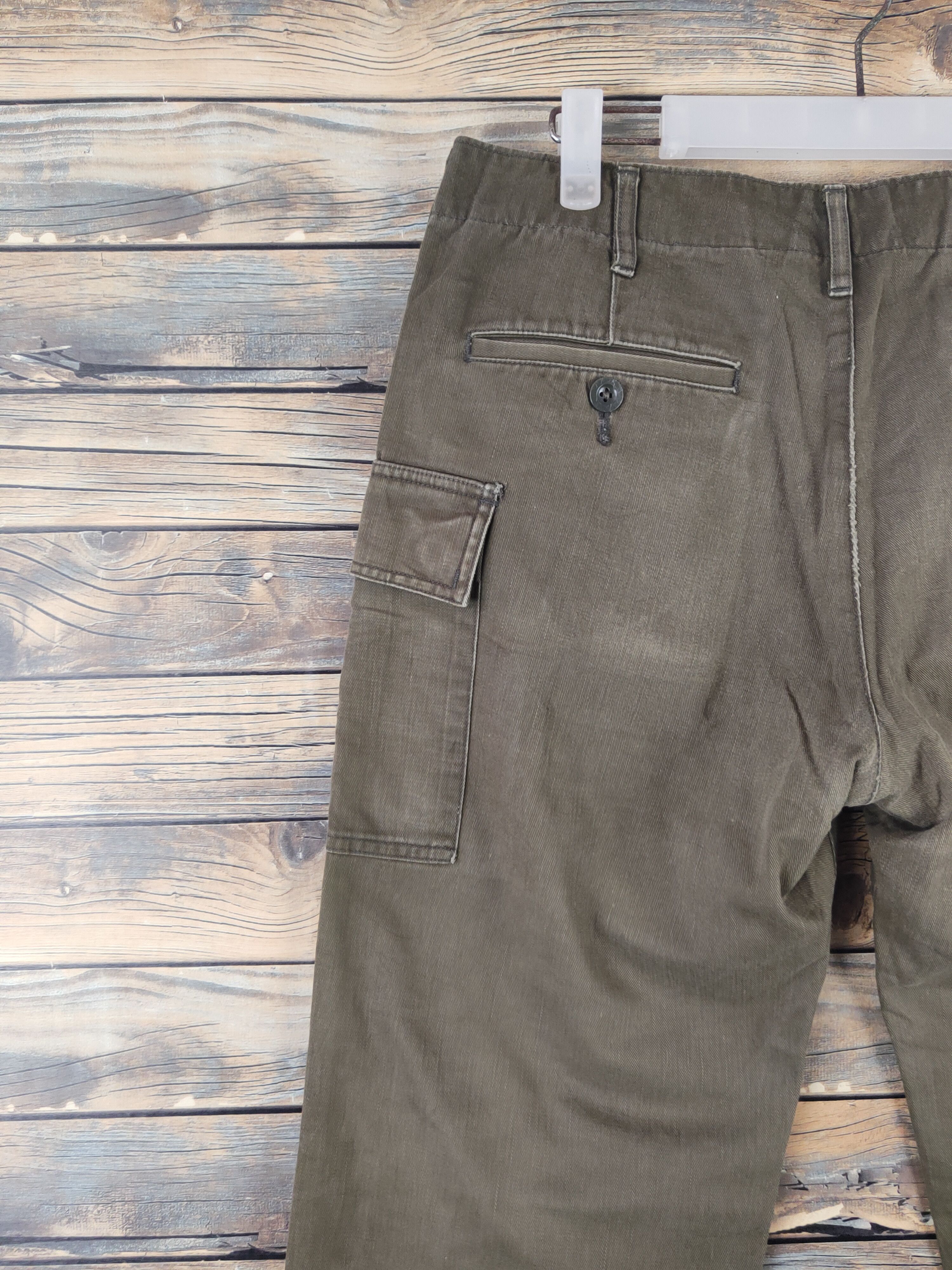 Japanese Brand DLL Tabloid News Olive Multipocket Tactical Cargo Pants #739 Size US 31 - 8 Thumbnail