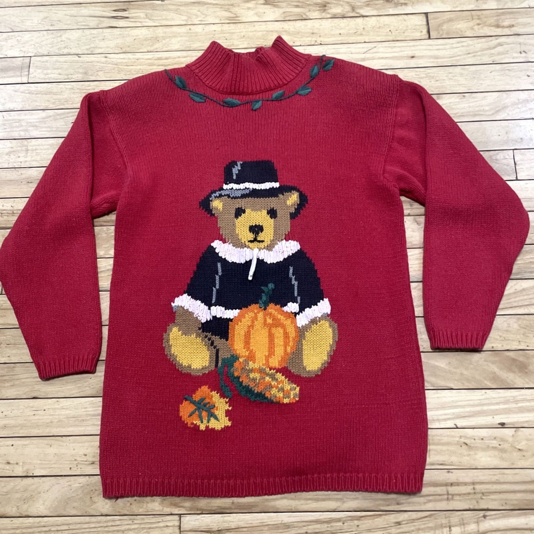 Vintage VINTAGE The Eagle's Eye Halloween Teddy Big Bear Pumpkin Sweater Women L Pullover Red Black Orange 90s Halloween Decor Ladies L Size L / US 10 / IT 46 - 3 Thumbnail