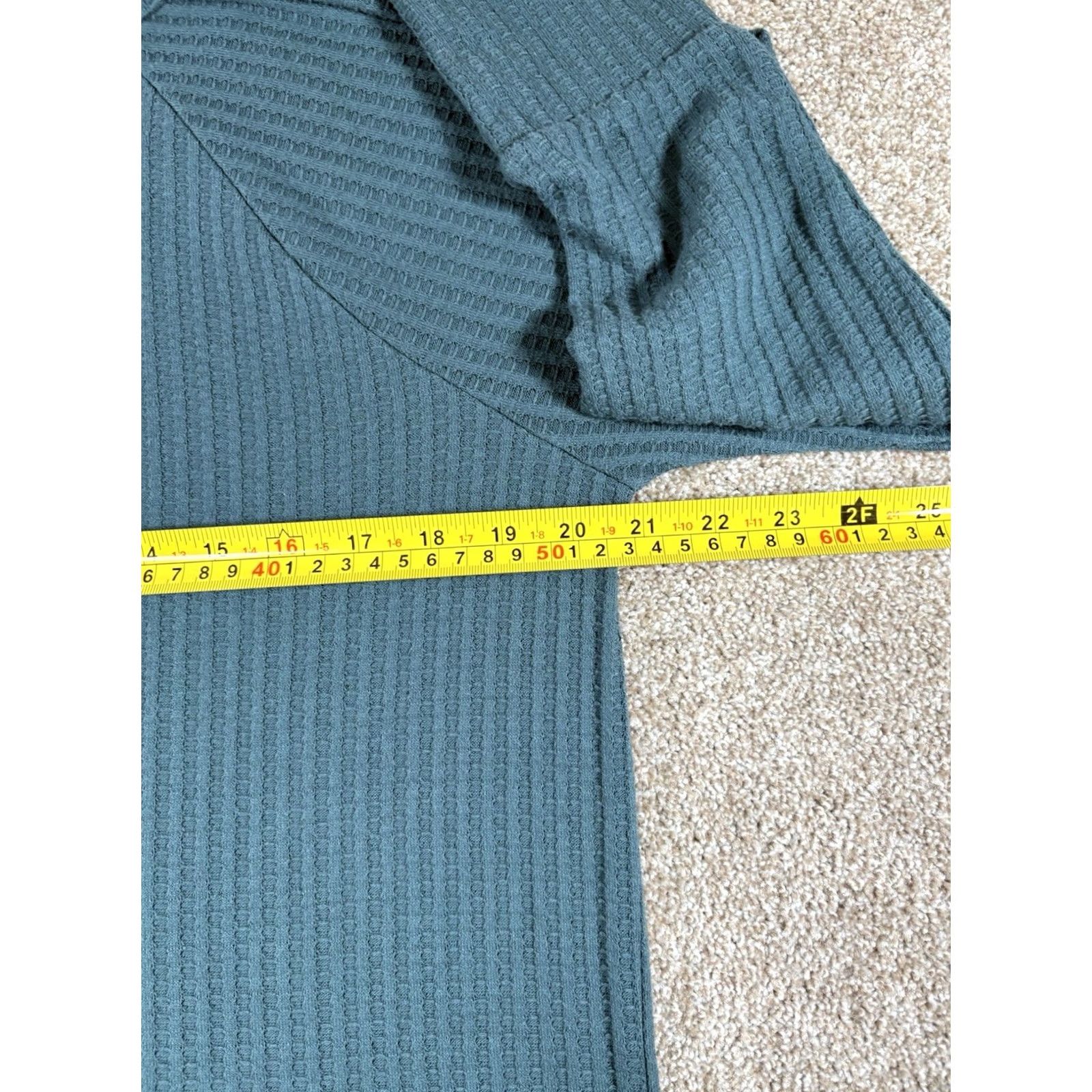 Vintage Chaser Thermal Waffle Weave Tunic Top Womens XL Green Knit Long Sleeve Pullover Shirt Blouse Womens Overall Tunic Style Thermal Top XL Green Size XL / US 12-14 / IT 48-50 - 7 Thumbnail