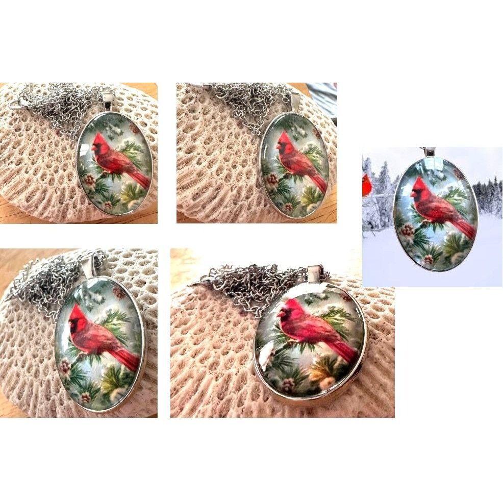 Handmade Cardinal Necklace New 18 in Chain Loved One Anniversary Size ONE SIZE - 4 Thumbnail