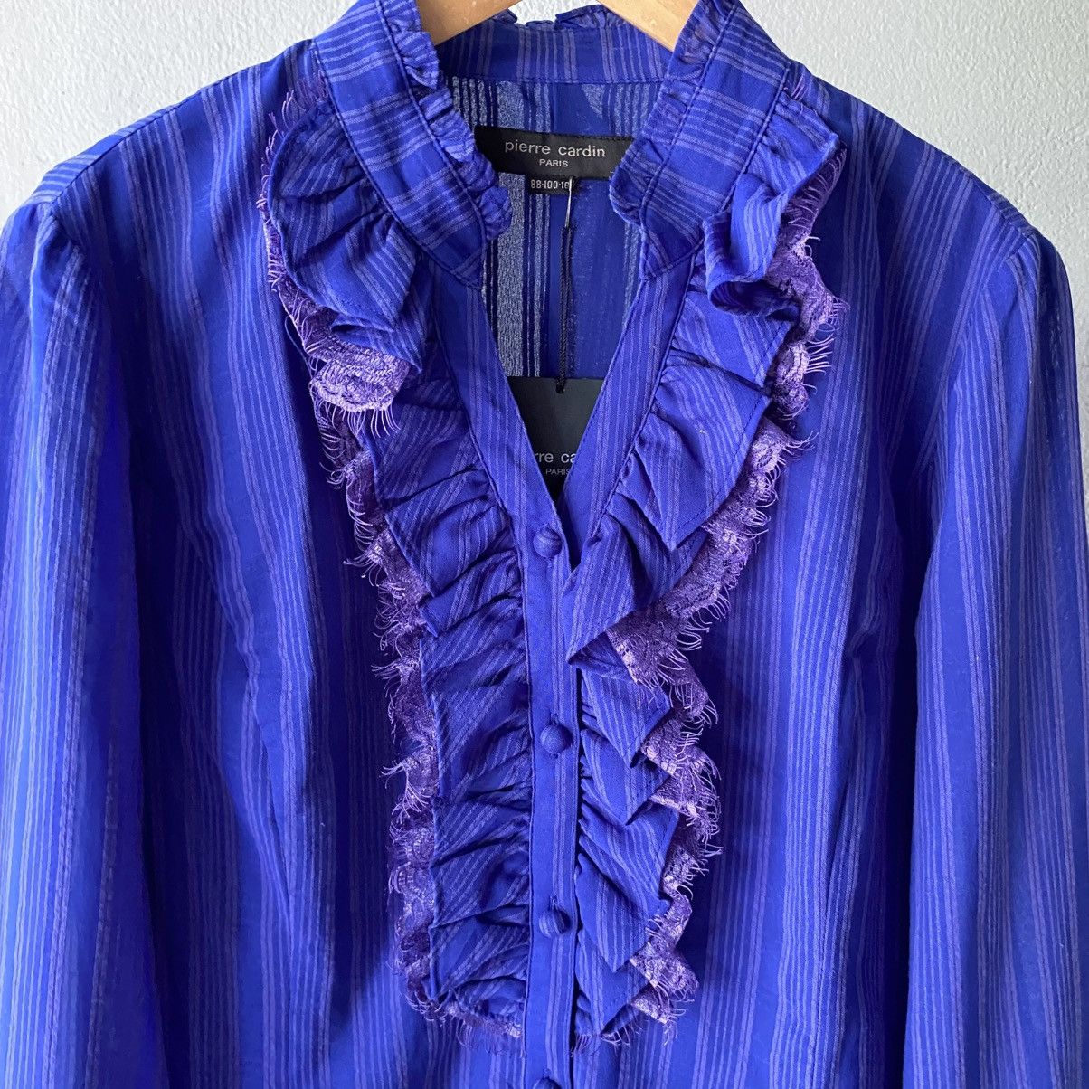 Pierre Cardin Pierre Cardin Purple Sheer Ruffle Blouse Size M / US 6-8 / IT 42-44 - 4 Thumbnail