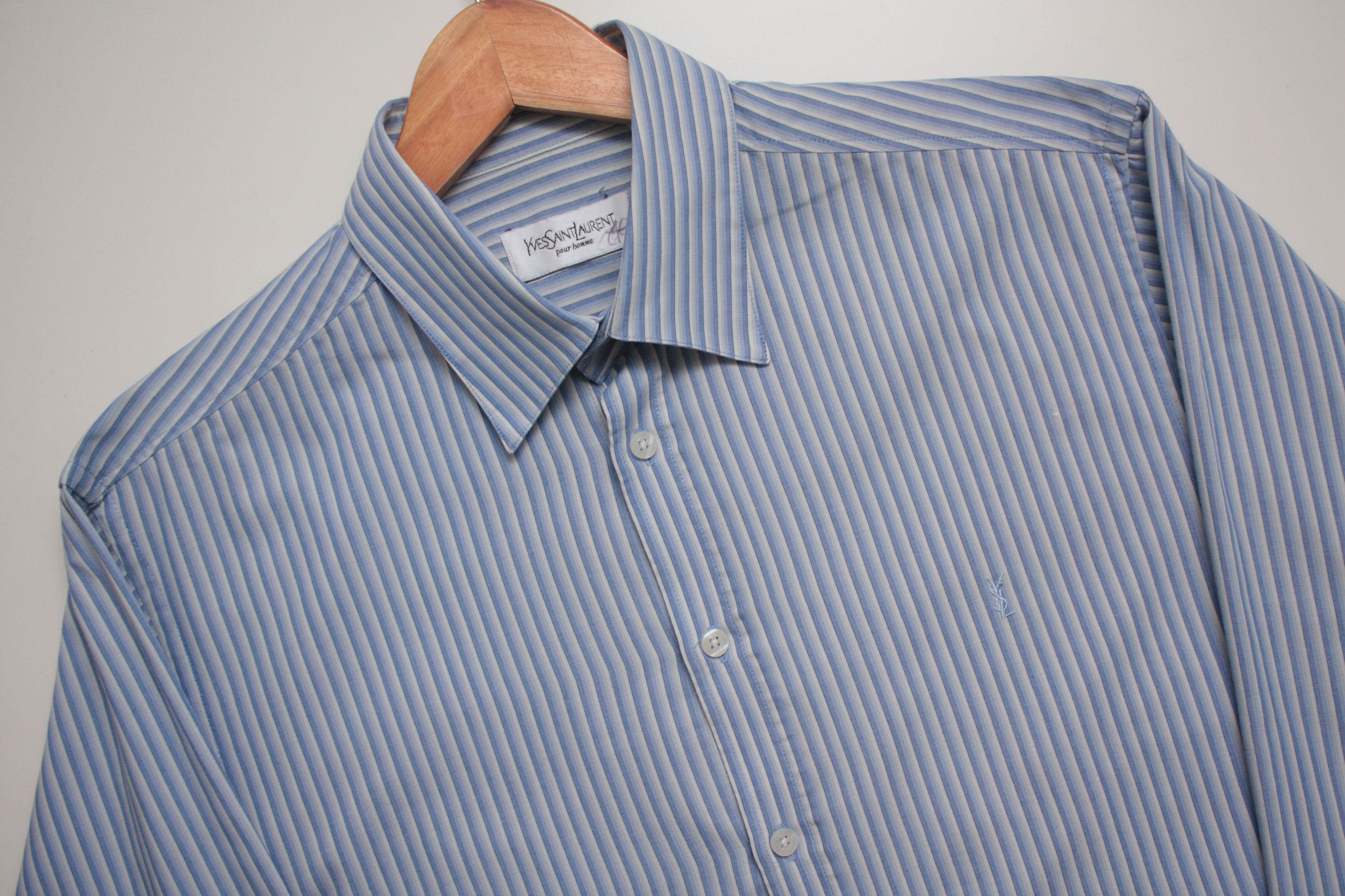 Vintage YSL on sale blue striped button down