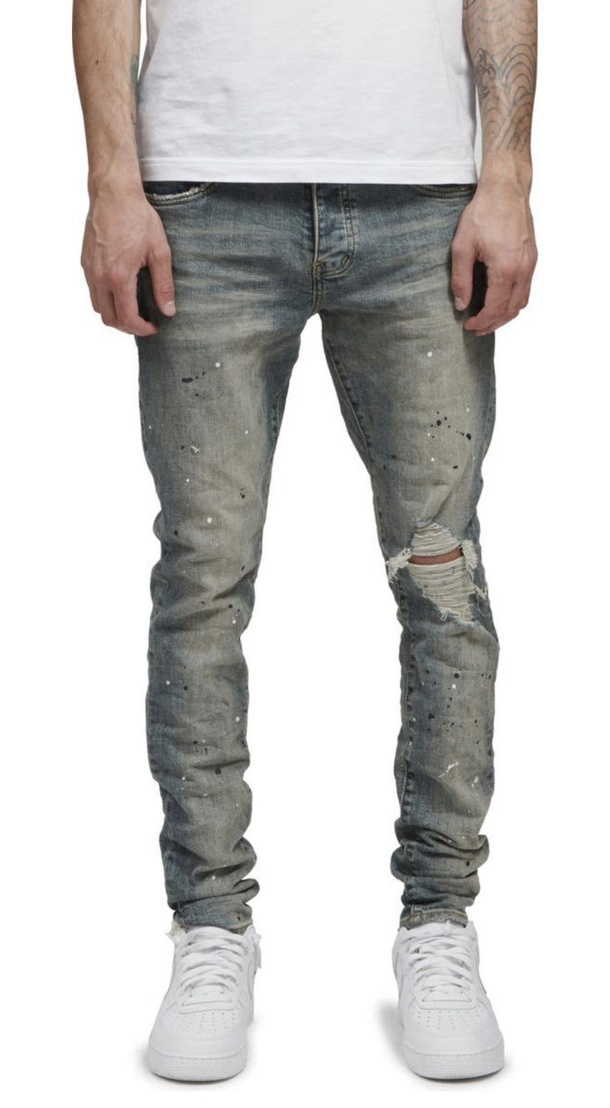 Purple Purple brand jeans slim stretch ripped jeans (mid