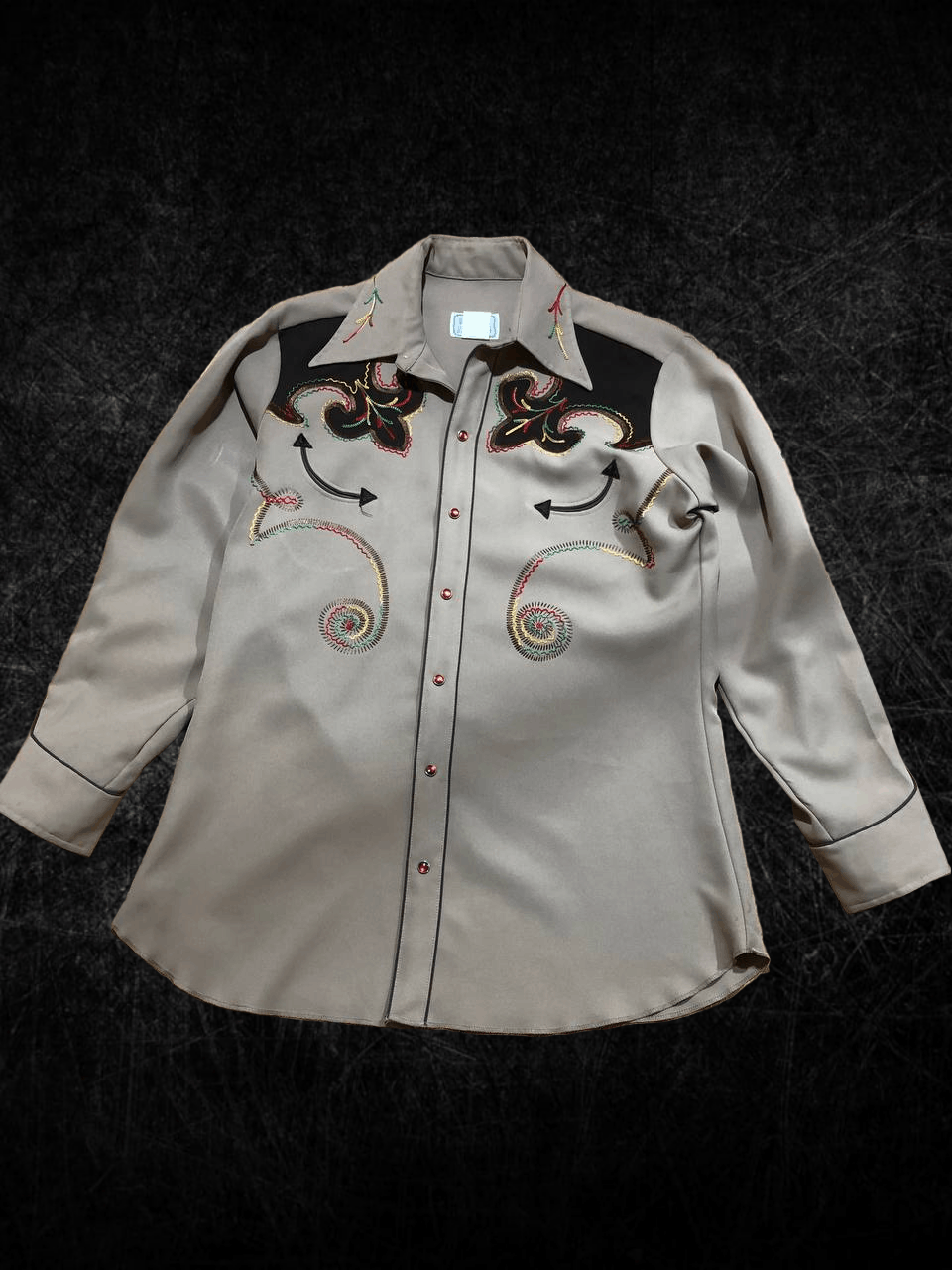 Vintage VTG 60s H Bar C Western Pearl Long sleeve Shirt Embroidered Size XXL / US 16-18 / IT 52-54 - 1 Thumbnail