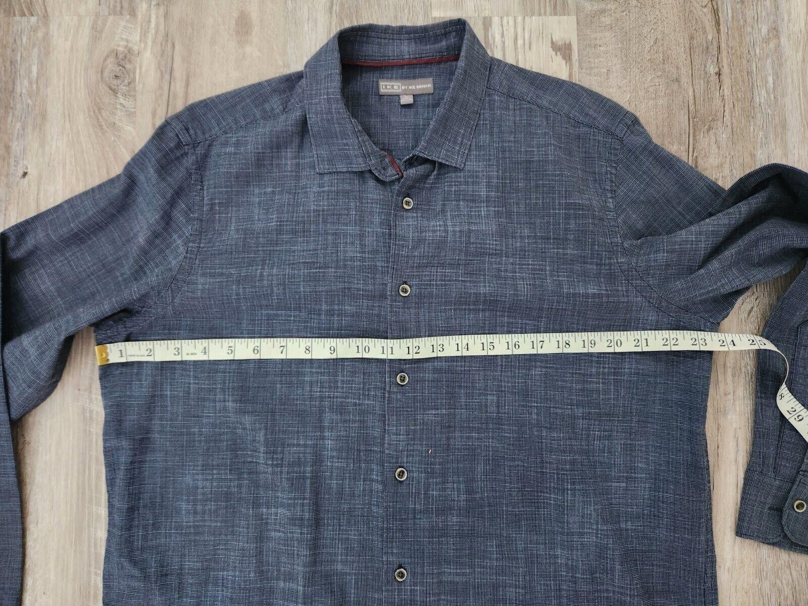Ike Behar Ike By Ike Behar Mens Shirt Large Blue Long Sleeve Plaid Size US L / EU 52-54 / 3 - 4 Thumbnail