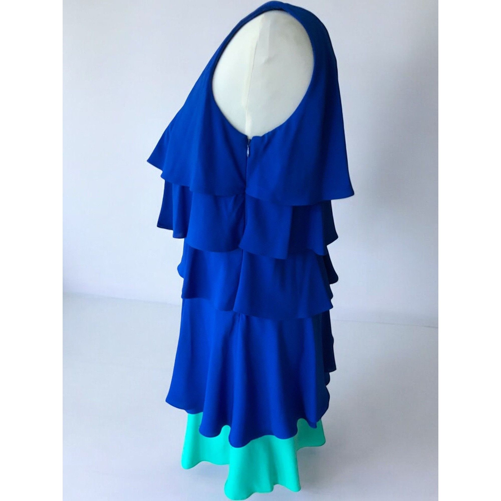 Calvin Klein Calvin Klein Womens Blue Aqua Tiered Sleeveless Dress 8 Size M / US 6-8 / IT 42-44 - 7 Thumbnail