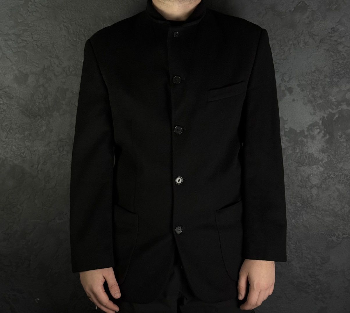 Emporio Armani 90s Vintage Mens EMPORIO ARMANI Black Coat Blazer Wool Italy Size US M / EU 48-50 / 2 - 2 Thumbnail