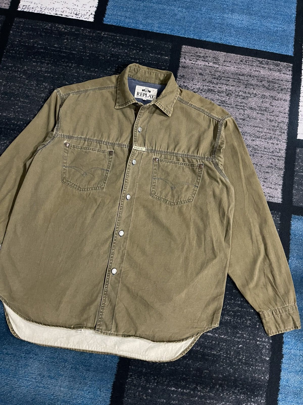 Replay × Vintage Vintage Replay Italy Longsleeve Button Shirt Size US XL / EU 56 / 4 - 3 Thumbnail