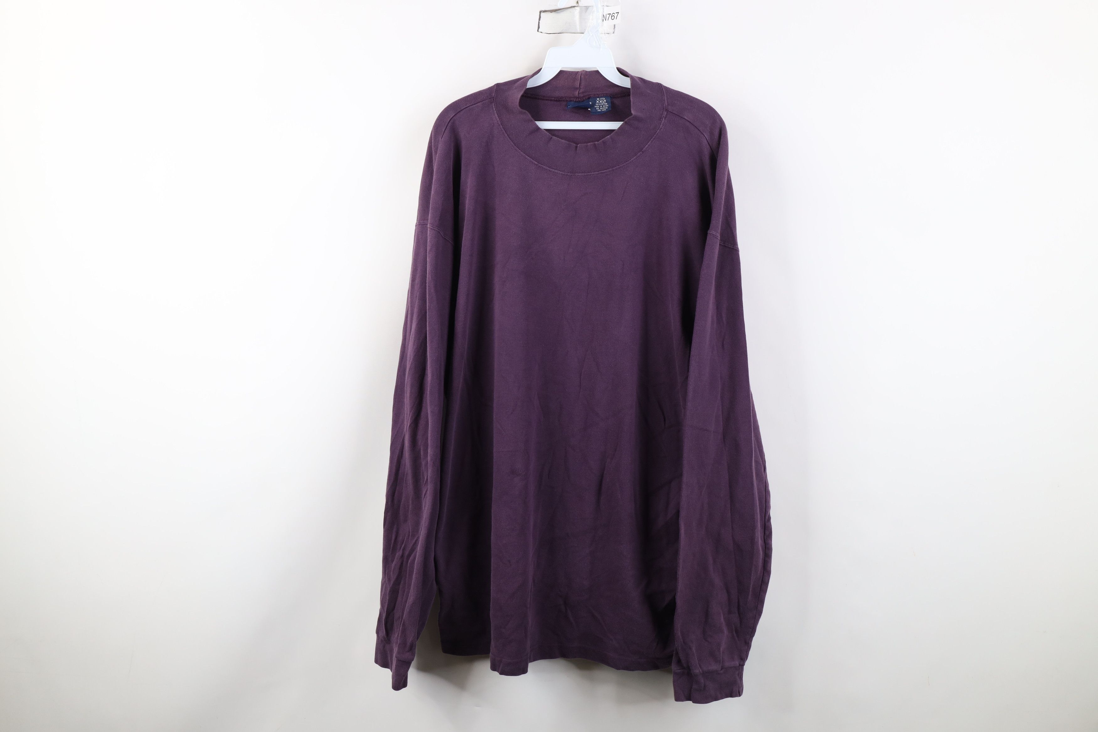 Vintage Vintage 90s Streetwear Mock Neck Long Sleeve T-Shirt Purple Size US XXL / EU 58 / 5 - 1 Thumbnail
