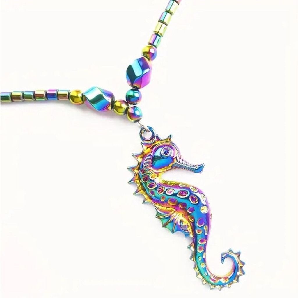 Other Vibrant Rainbow Hematite Stone Sea Horse Pendant Necklace Size ONE SIZE - 4 Thumbnail