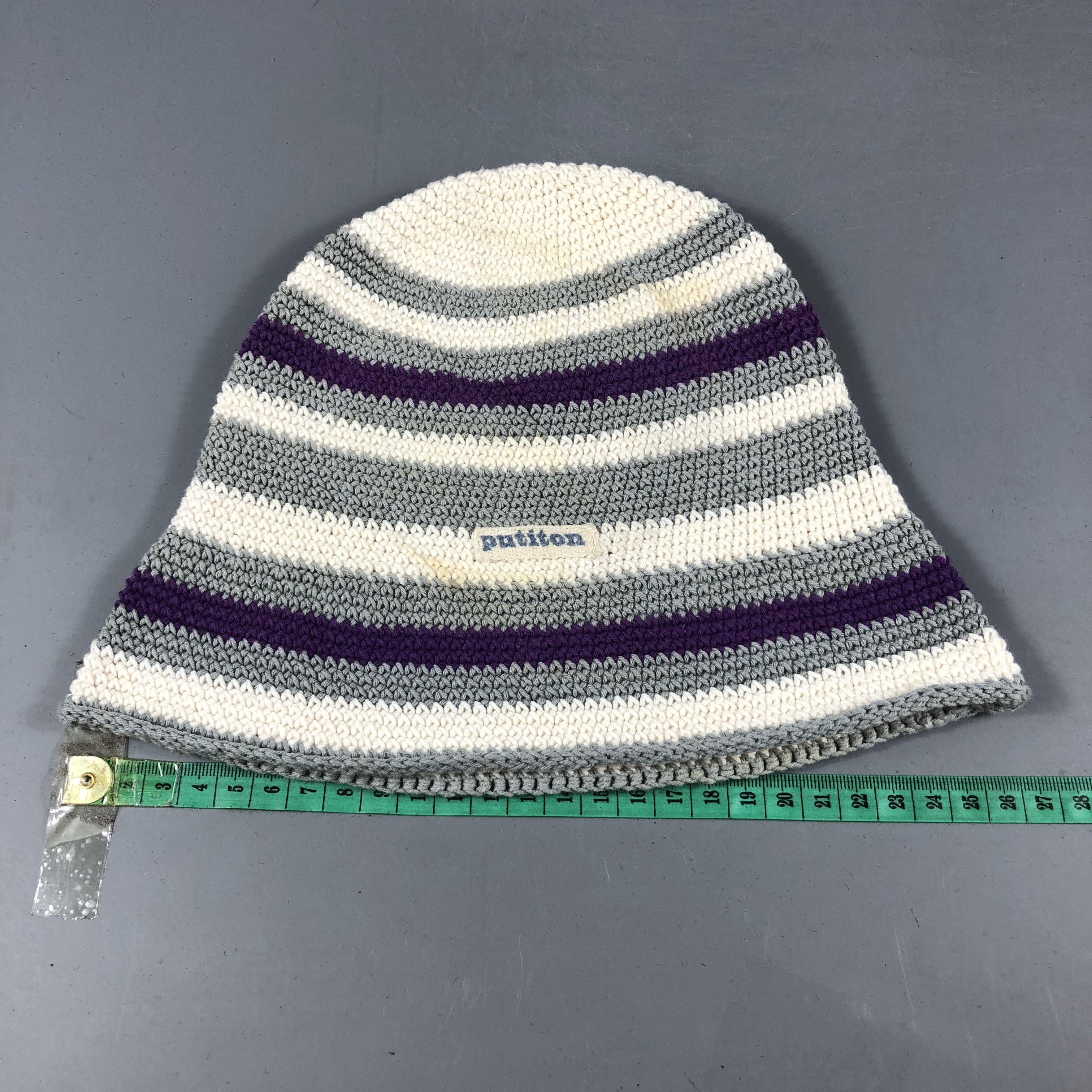 Vintage Put It On Striped Cotton Beanie Snowcap Snow Hat B831 Size ONE SIZE - 3 Thumbnail