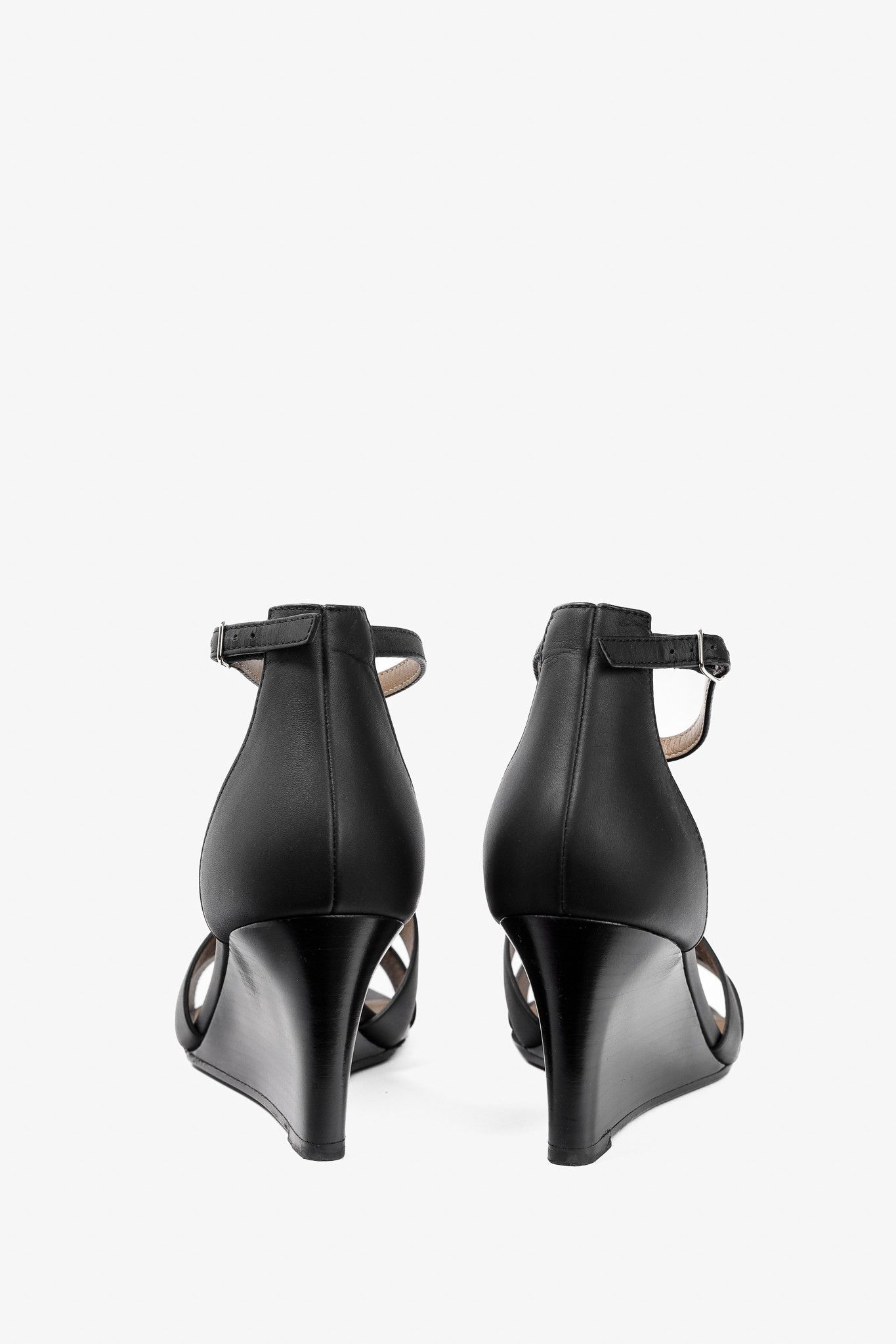 Hermes Hermes Legend Noir Calfskin "H" Wedge Sandals Size US 7.5 / IT 37.5 - 3 Thumbnail