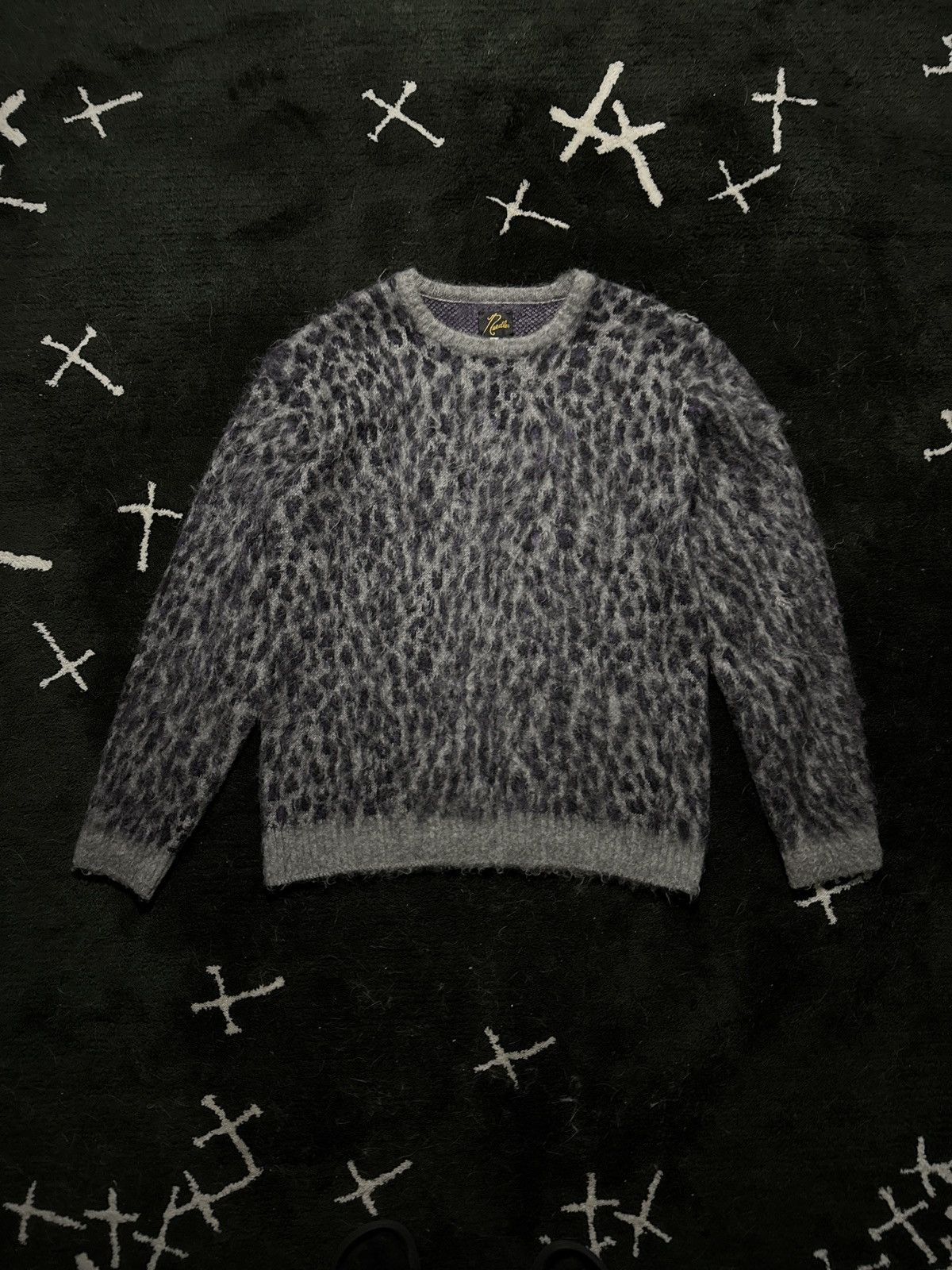 トップス Needles Mohair Sweater Leopard DI212 S Needles Mohair Sweater Leopard DI212 S