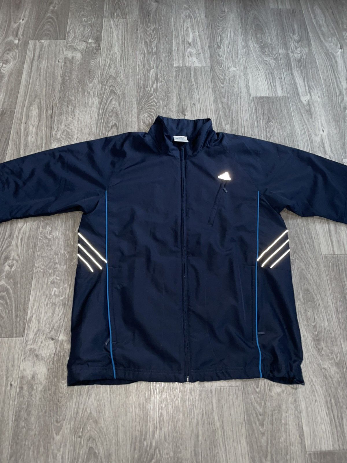 Adidas Vintage 00s Adidas Reflective 3 Stripes Nylon Track Jacket Size US L / EU 52-54 / 3 - 4 Thumbnail