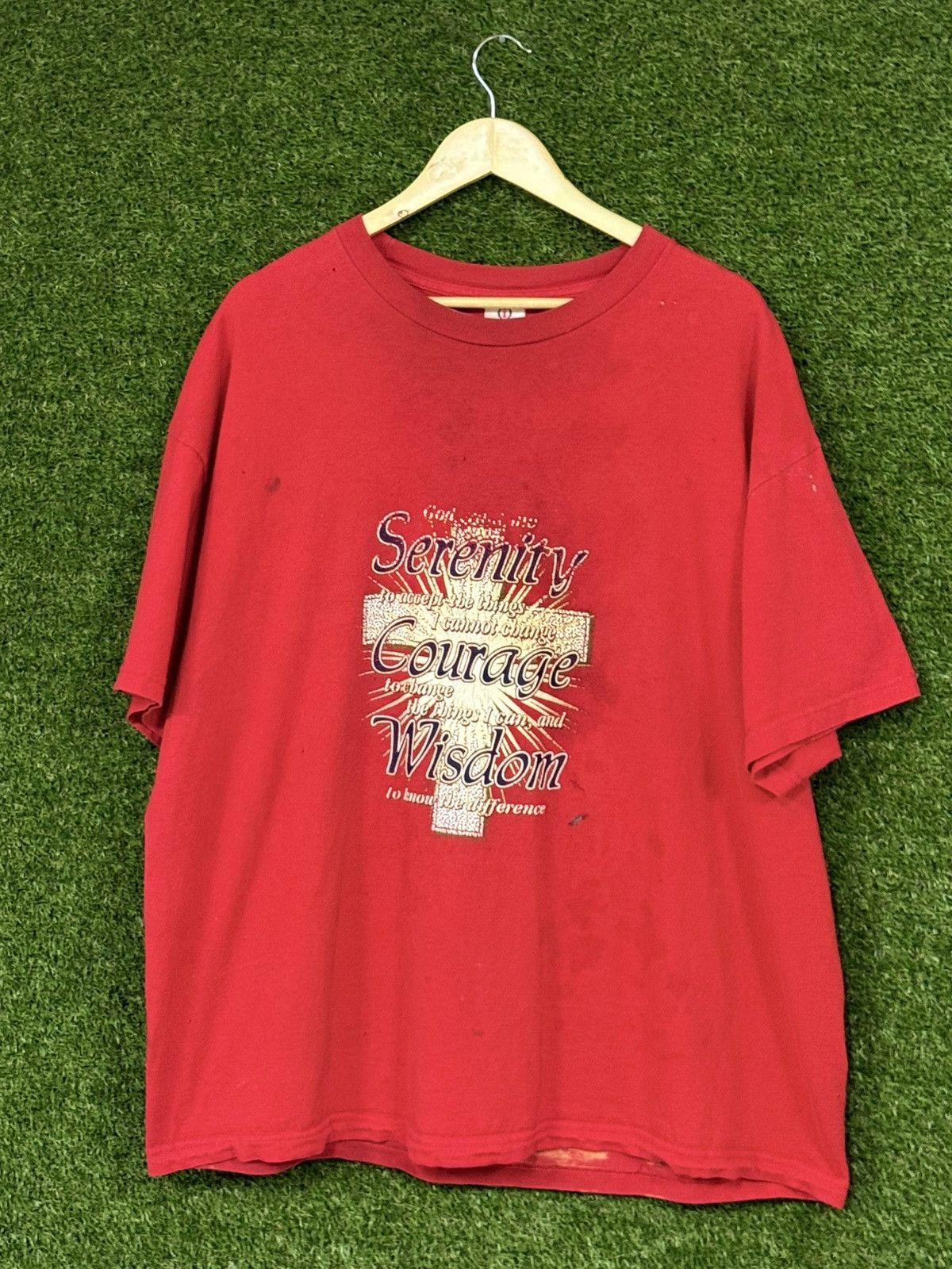 Vintage Vintage Thrashed Christ Cross Bible Lord Tee Red 2XL XXL Size US XXL / EU 58 / 5 - 1 Thumbnail