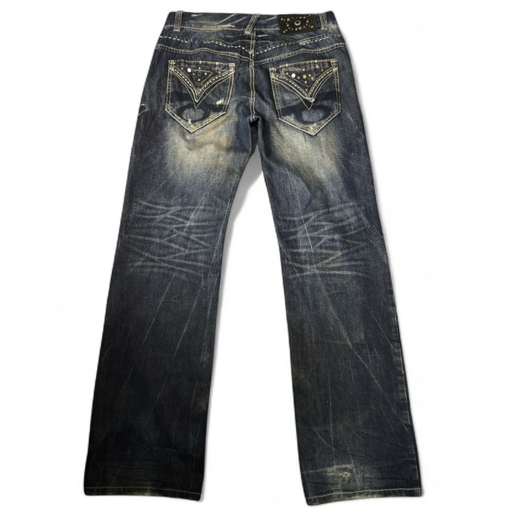 Le Grande Bleu (L.G.B.) 🔥🇯🇵 Studded Gem Bootcut RedPepper Gold Label Distressed Denim Size US 34 / EU 50 - 2 Thumbnail