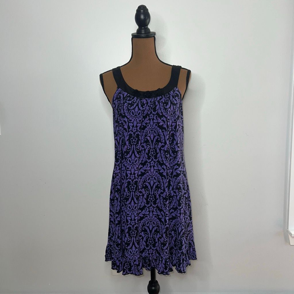 Alpha Studio Studio Donatella Purple & Black Floral Print Chemise Nightgo Size ONE SIZE - 11 Thumbnail