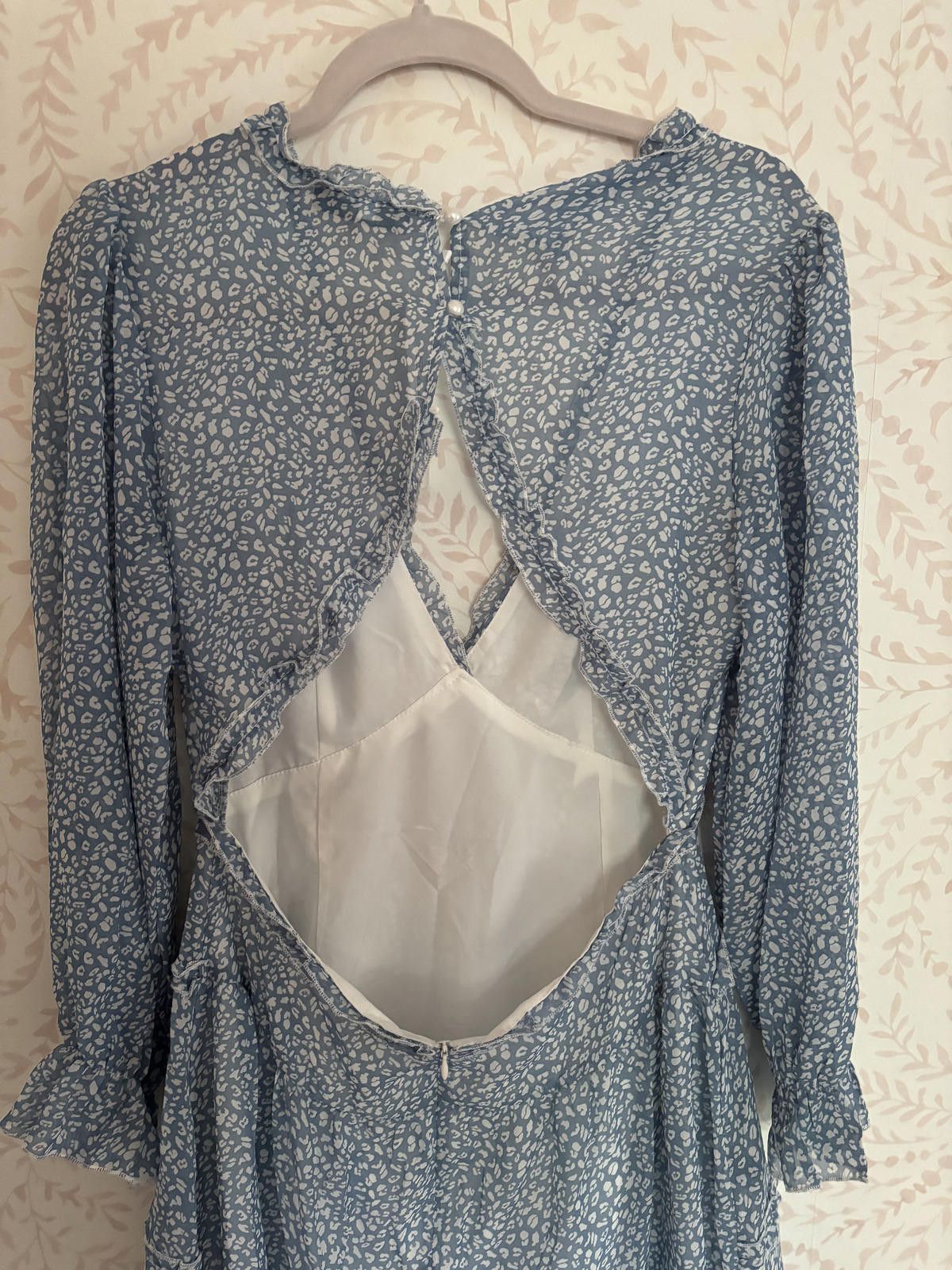 Designer NWT open back floral semi-sheer dress by Sucrefas Size L / US 10 / IT 46 - 5 Thumbnail
