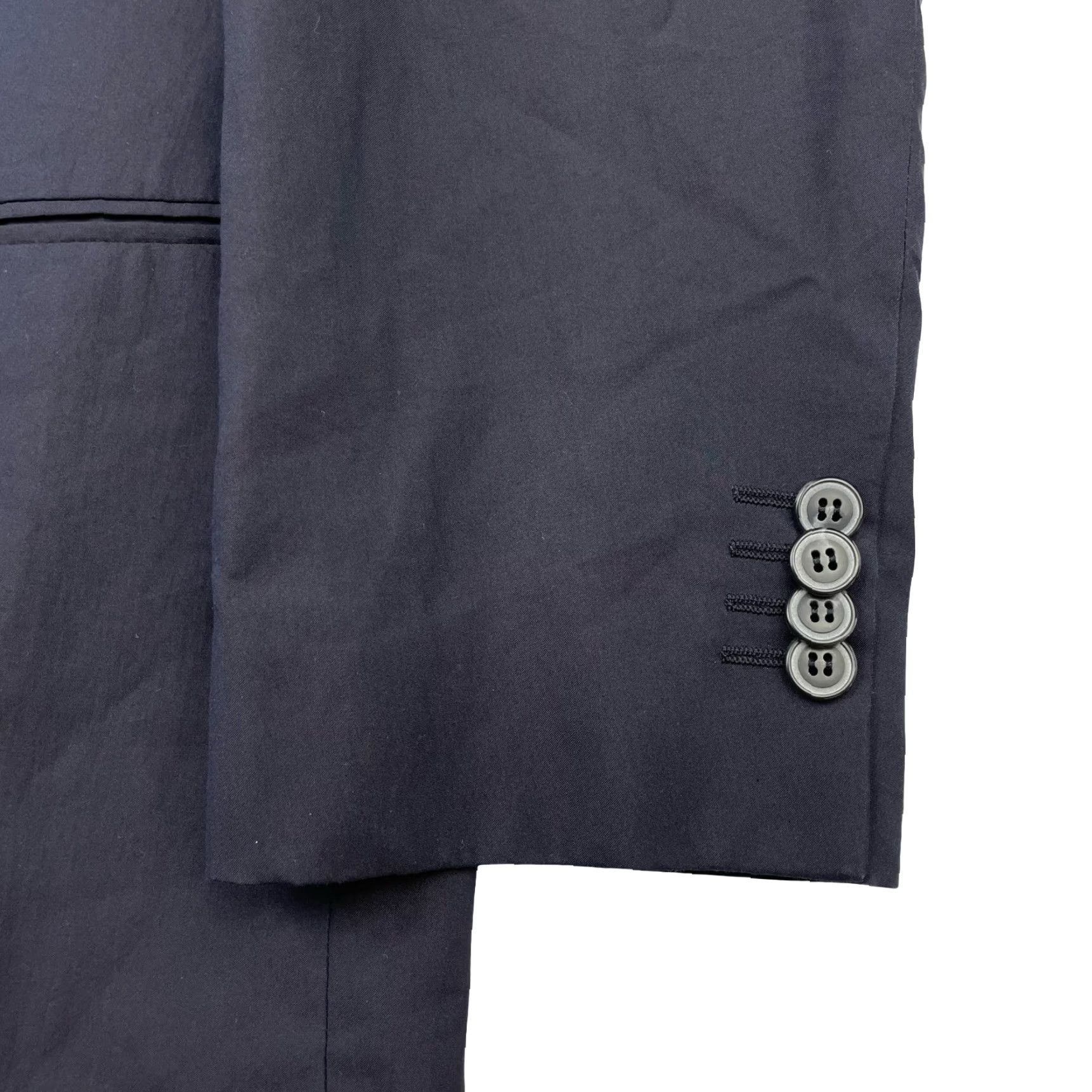 Giorgio Armani Giorgio Armani Black Label Blazer Navy Slim Fit 2-Button Cotton/Silk 46R Regular Men Ventless Italy Notch Buttoned 46 US Size 46R - 4 Thumbnail