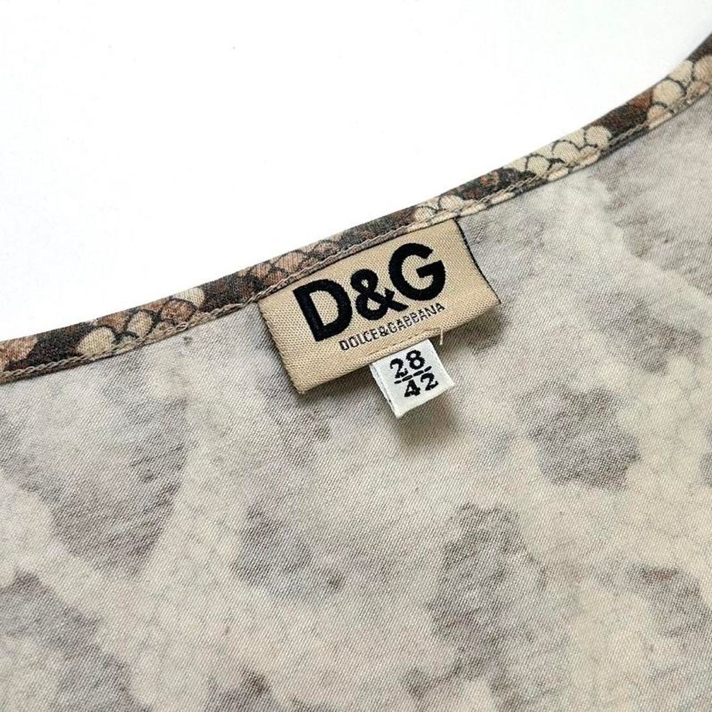 Dolce & Gabbana y2k D&G tan snakeskin print short sleeve top Size S / US 4 / IT 40 - 4 Thumbnail