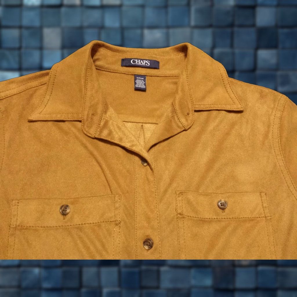 Chaps Chaps Shirt Long Sleeve Button-Front Solid Beige Velvet Polyester Adult Small Womens Button-Down Shirt Beige Velvet Polyester 90s Event? Size S / US 4 / IT 40 - 1 Thumbnail