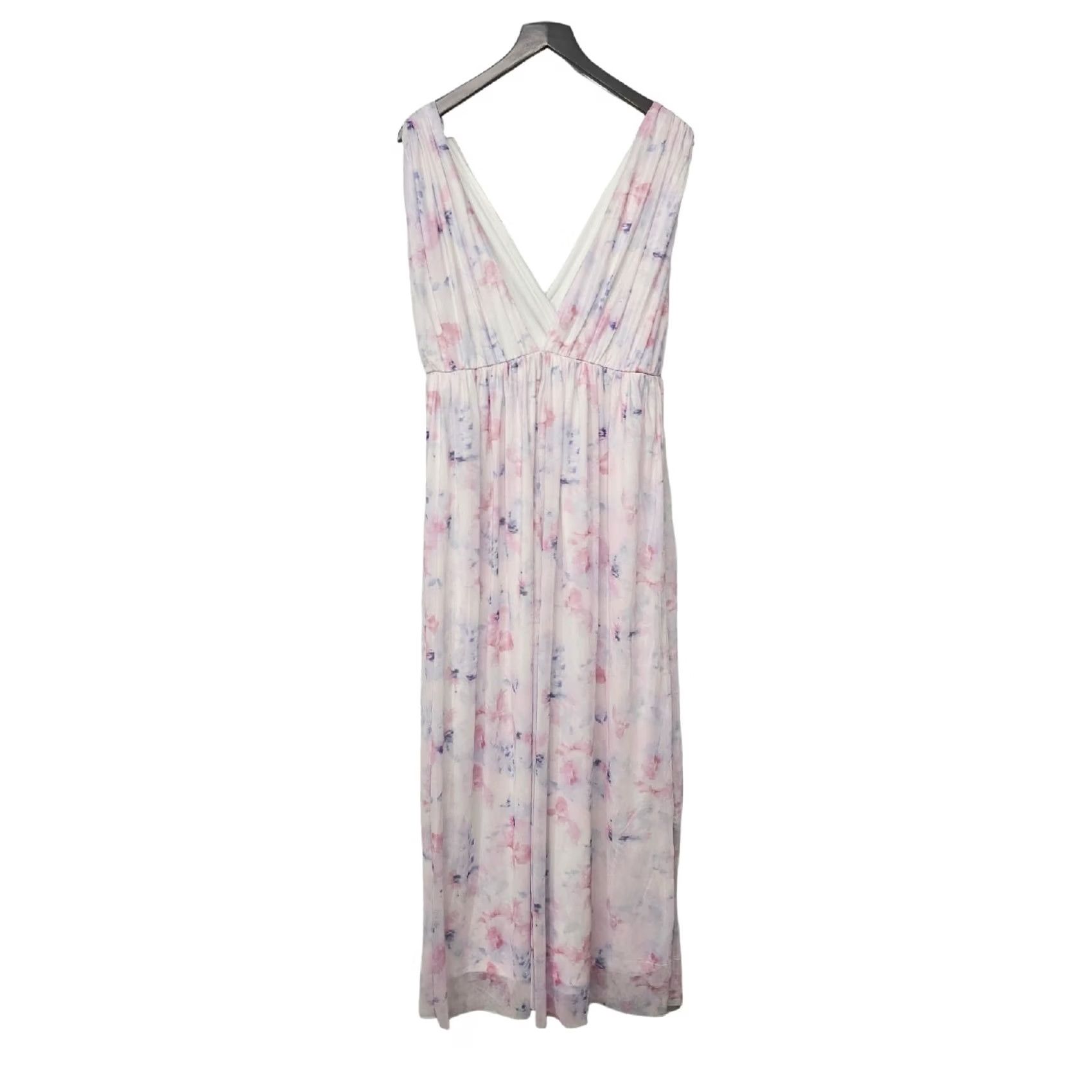 Vintage Vero Moda Dress Womens Pink Long A-Line Sleeveless V-Neck Party Wedding L VMrey Ankle Tulle Size L / US 10 / IT 46 - 2 Thumbnail