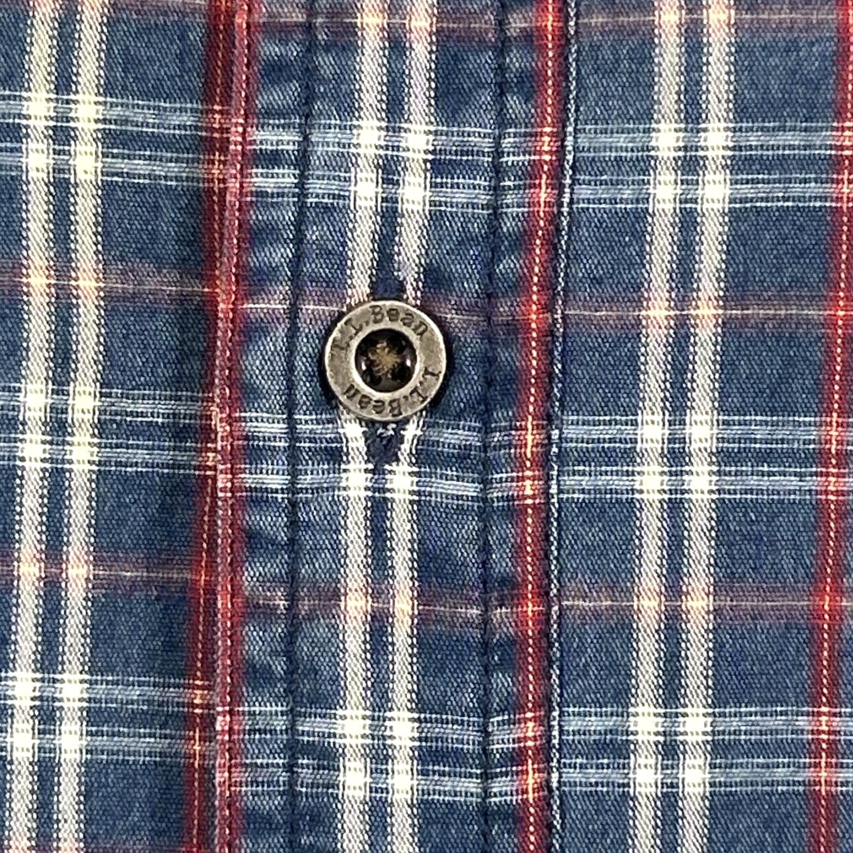 Vintage L.L. Bean Button-Up Long Sleeve Plaid Shirt Blue Large Regular Pockets Mens Size US L / EU 52-54 / 3 - 4 Thumbnail