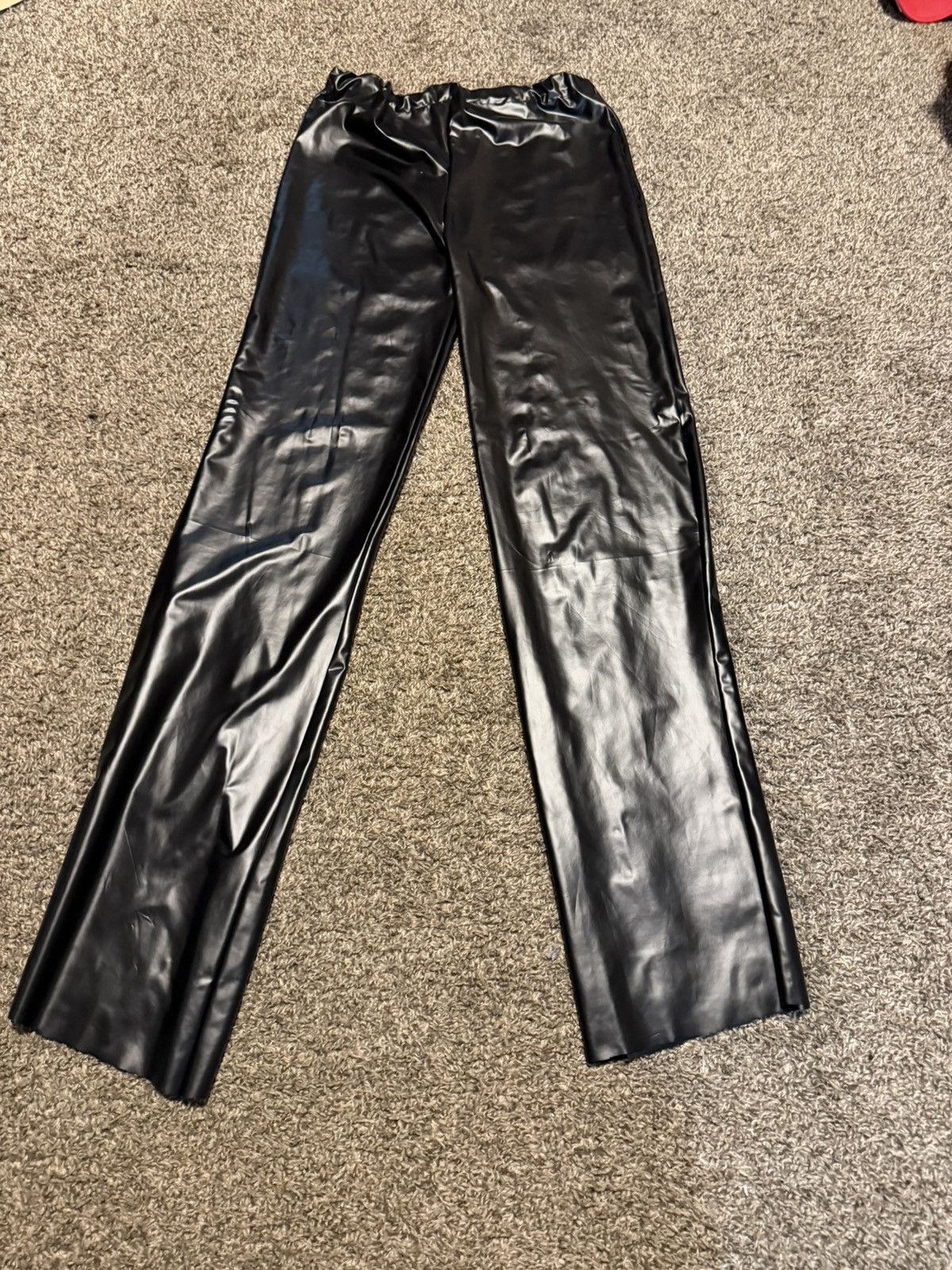 Other Handmade Black Faux Leather Straight-Leg Pants Size US 32 / EU 48 - 2 Thumbnail