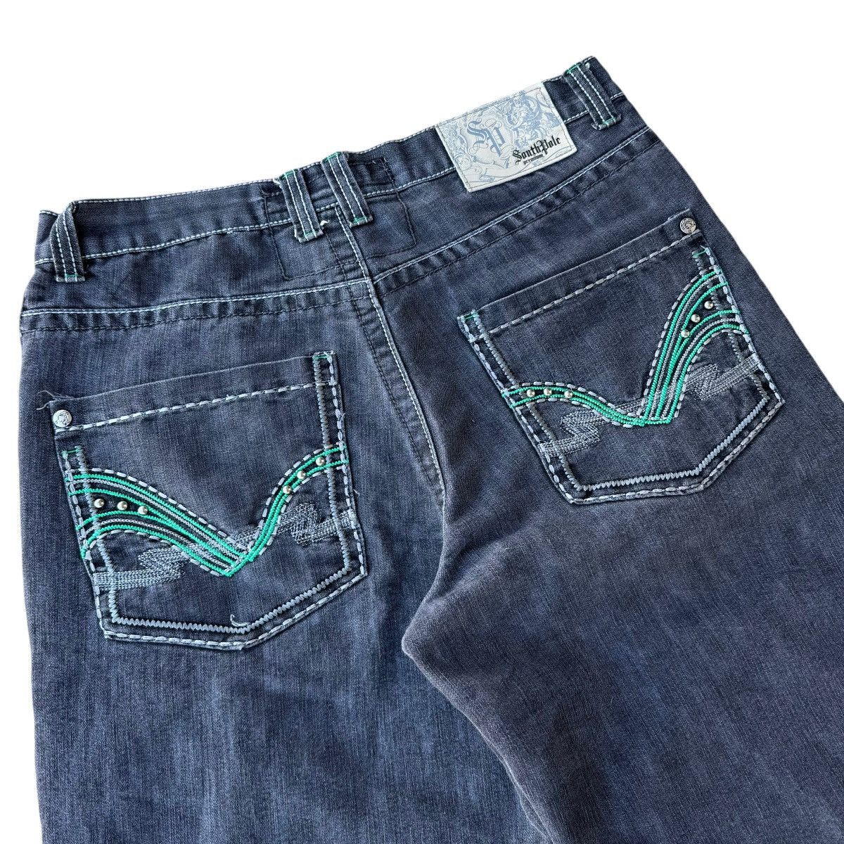 Southpole × Vintage Baggy Southpole Green Stiching Y2K Jorts Loose Shorts Skate Size US 36 / EU 52 - 4 Thumbnail