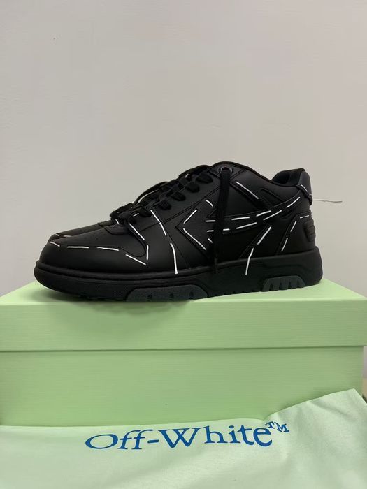 image of Off White Out Of Office Sartorial Stitch Sneakers In Black, Men's (Size 12)