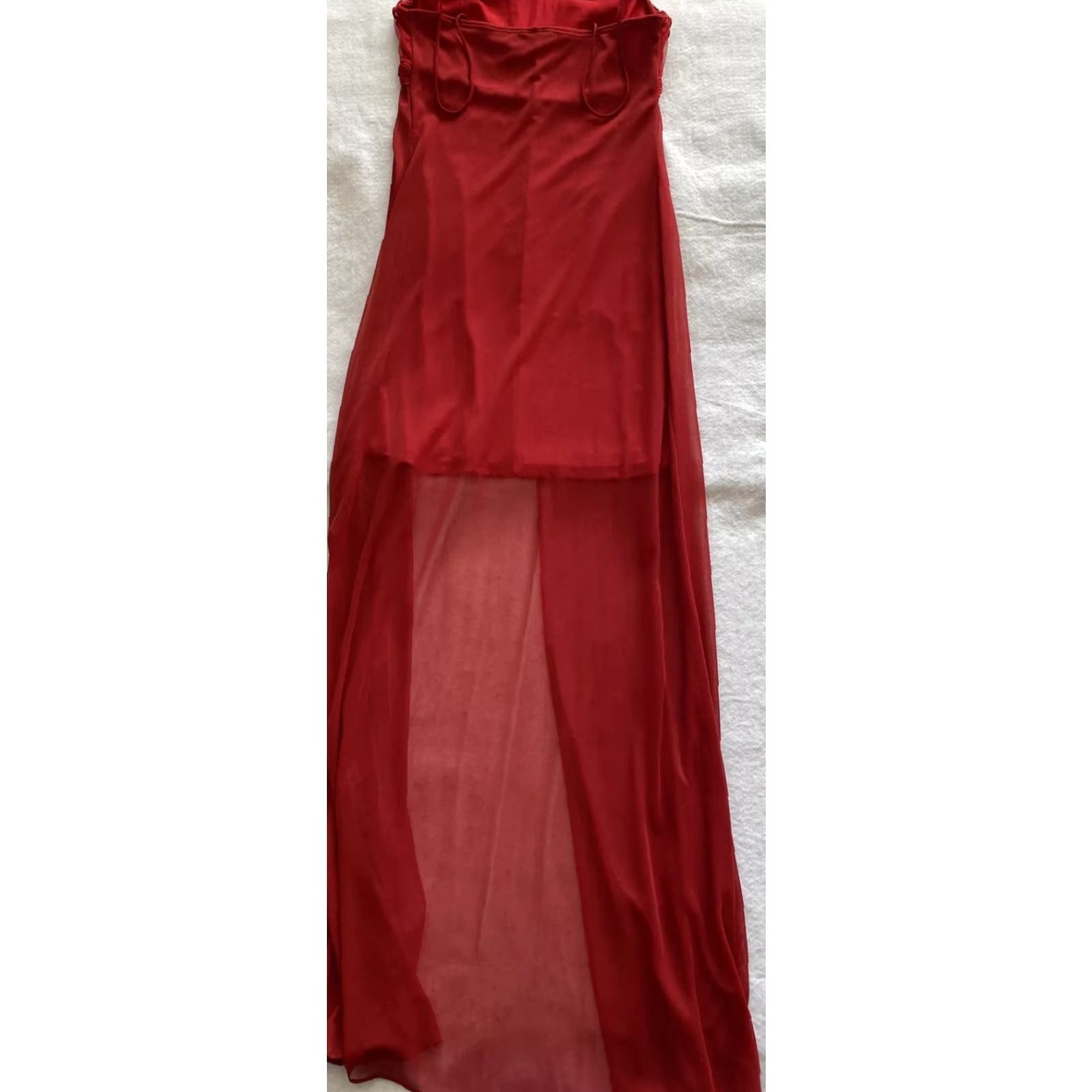 Vintage Kitty Dress Red Long Sleeve Formal Holiday Spaghetti Strap Size S Women Size S / US 4 / IT 40 - 8 Thumbnail