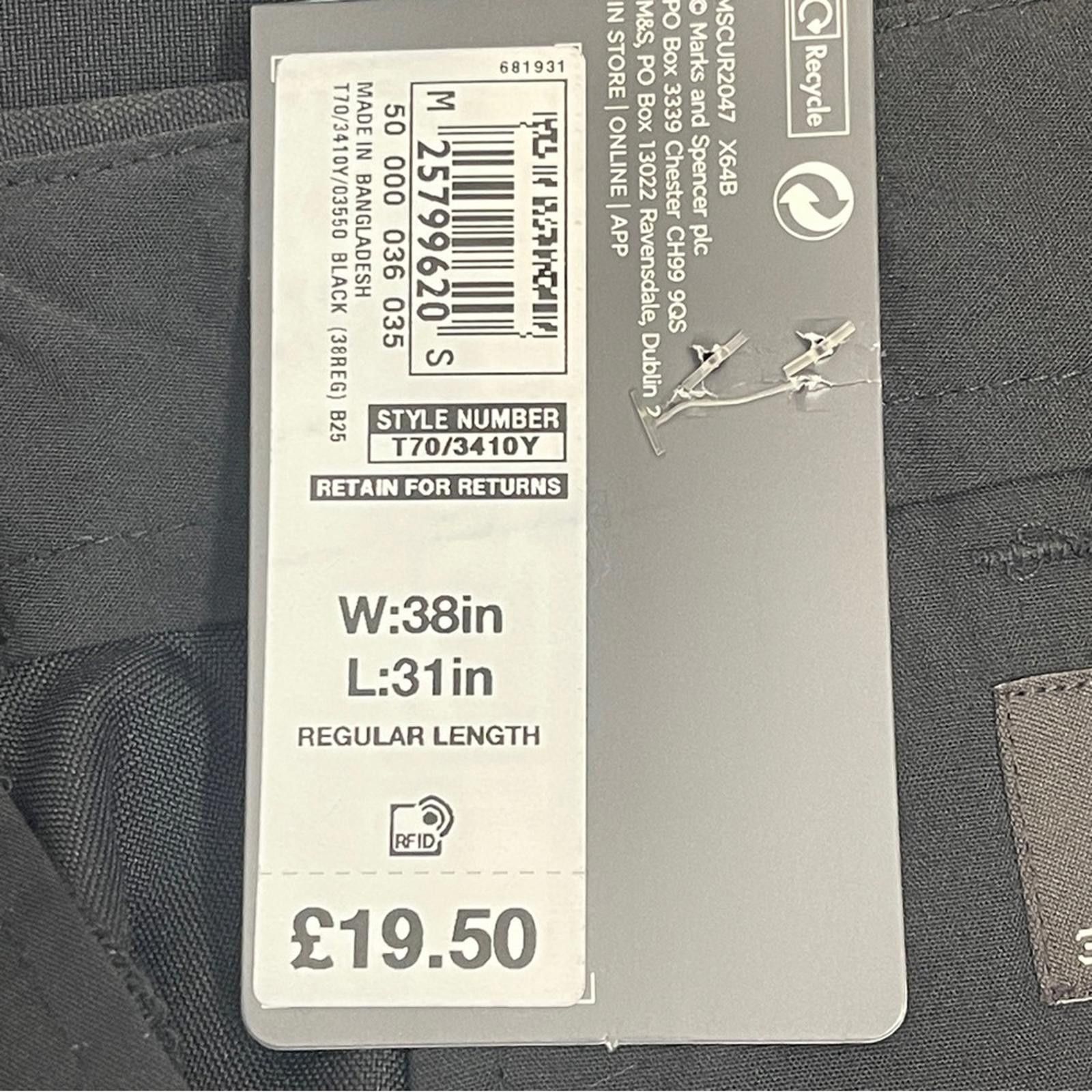 M.E. Sport M&S Classic Black Dress Trousers - NWT Size 44R - 8 Thumbnail