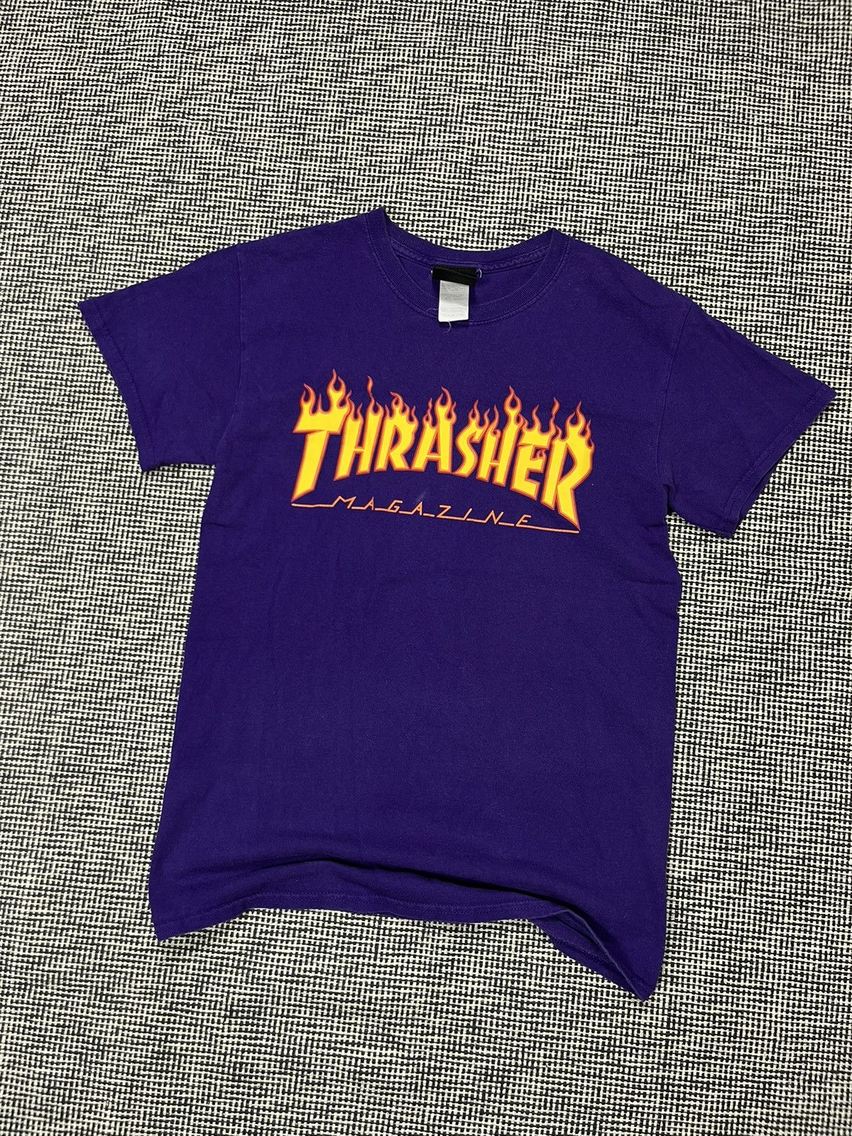 Thrasher Thrasher flame logo purple skate t-shirt Size US S / EU 44-46 / 1 - 1 Thumbnail