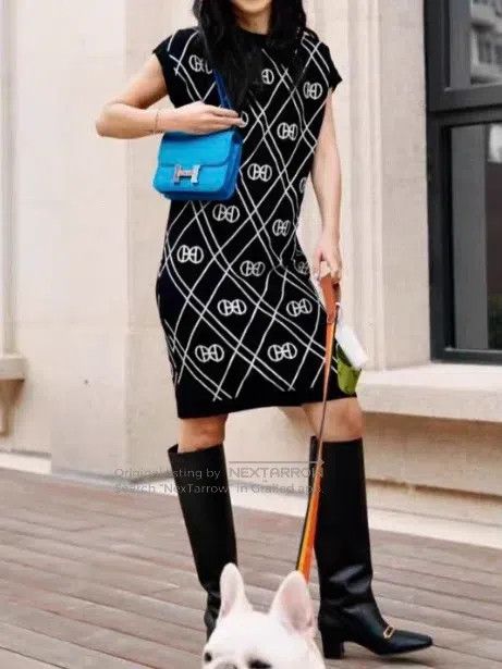 Hermes Hermes Classic Pig Nose Logo All-Over Cashmere Dress Size XS / US 0-2 / IT 36-38 - 4 Thumbnail