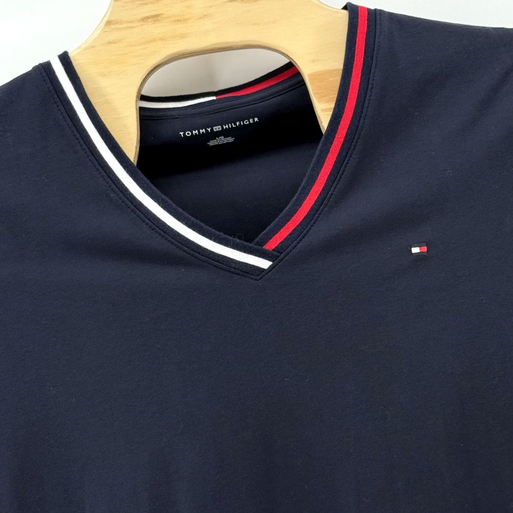 Tommy Hilfiger Tommy Hilfiger Dress Womens Large Navy Blue V Neck 3/4 Sleeve Stretch Classic Size L / US 10 / IT 46 - 2 Thumbnail