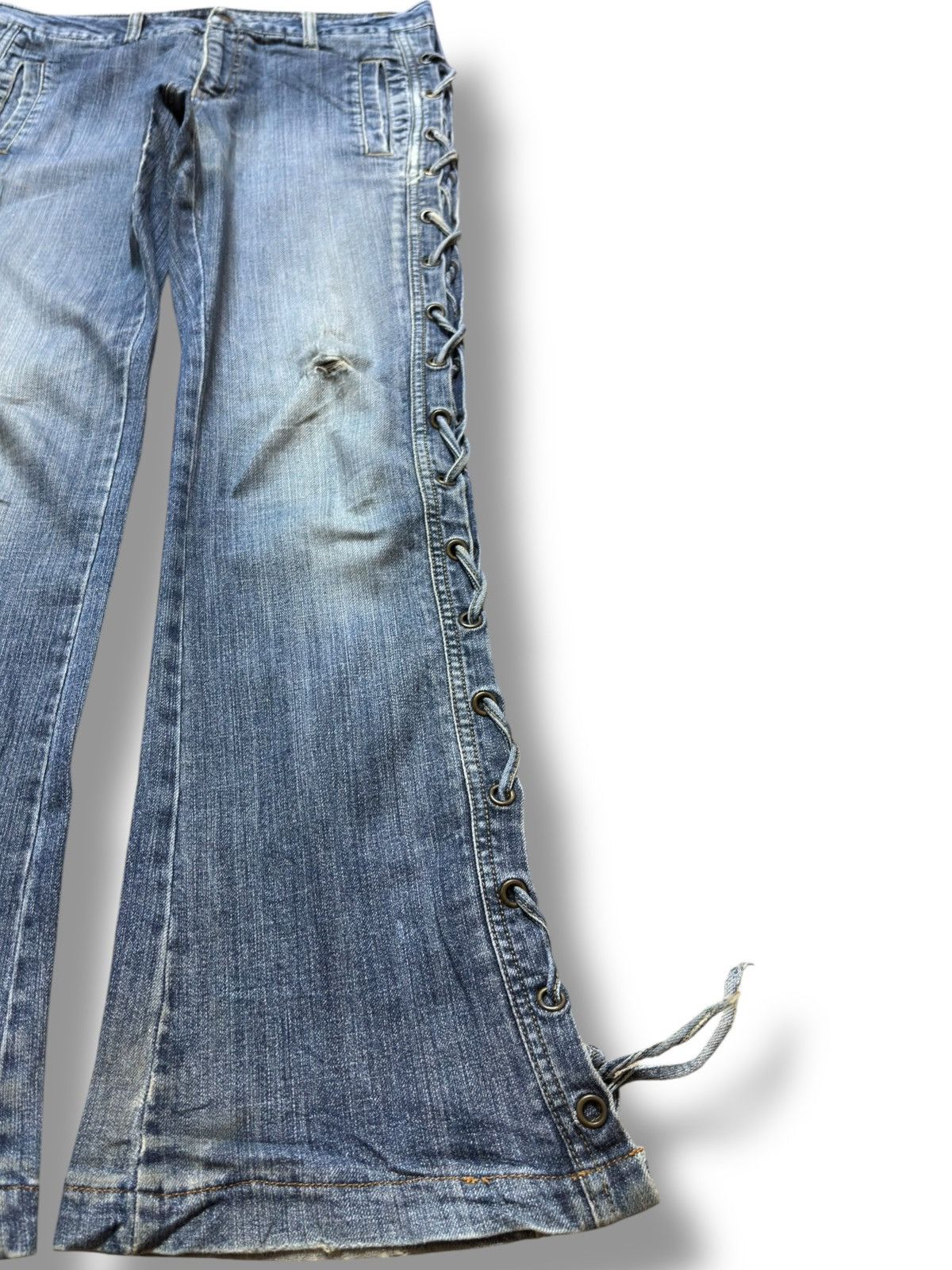 Tornado Mart Vintage Oririn Flare Bootcut Lace Up Women Denim Size US 31 - 4 Thumbnail