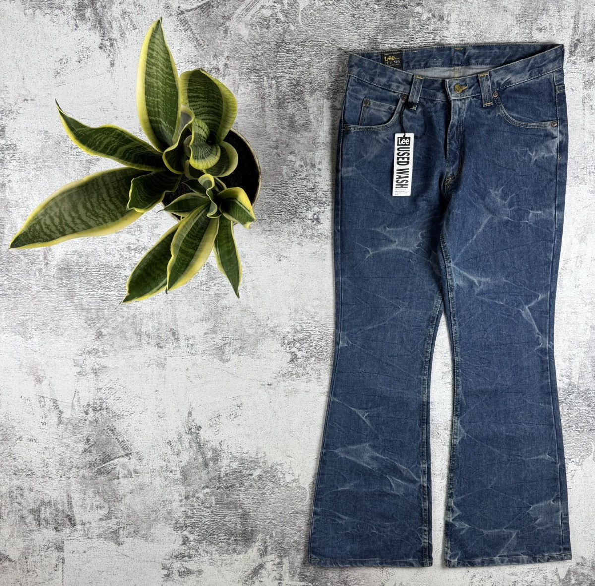 Lee Lee Felton Icon Wrinkles NEW Flare Washed Y2K Faded 12 Size Denim Jeans Trousers Size 32" / US 10 / IT 46 - 2 Thumbnail
