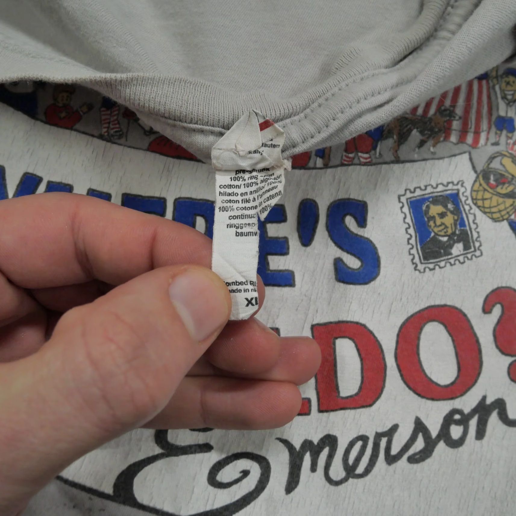 Vintage Ralph Waldo Emerson T Shirt Mens XL Grey Wheres Waldo Adult Philosophy Shirt Mens XL Grey Size US XL / EU 56 / 4 - 7 Thumbnail