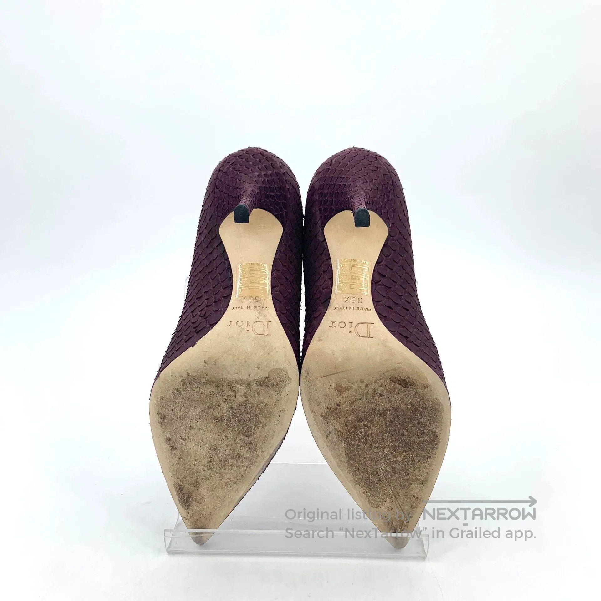 Dior Dior Purple Snakeskin Pointed Heels. Size US 5.5 / EU 38 - 5 Thumbnail