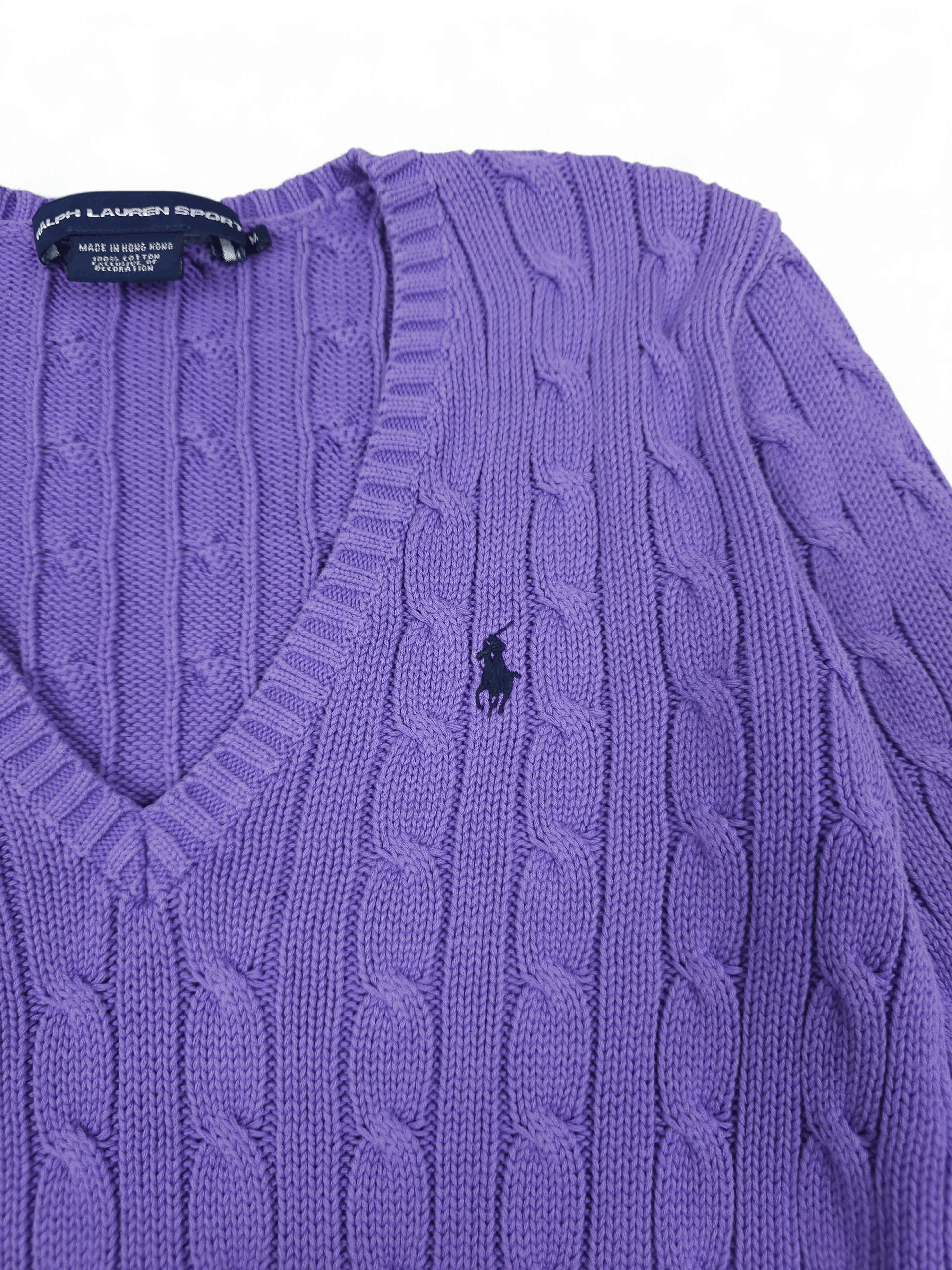 Polo Ralph Lauren 💎 Vintage Ralph Lauren Rope Cable Knit Basic Logo Sweater Size M / US 6-8 / IT 42-44 - 6 Thumbnail