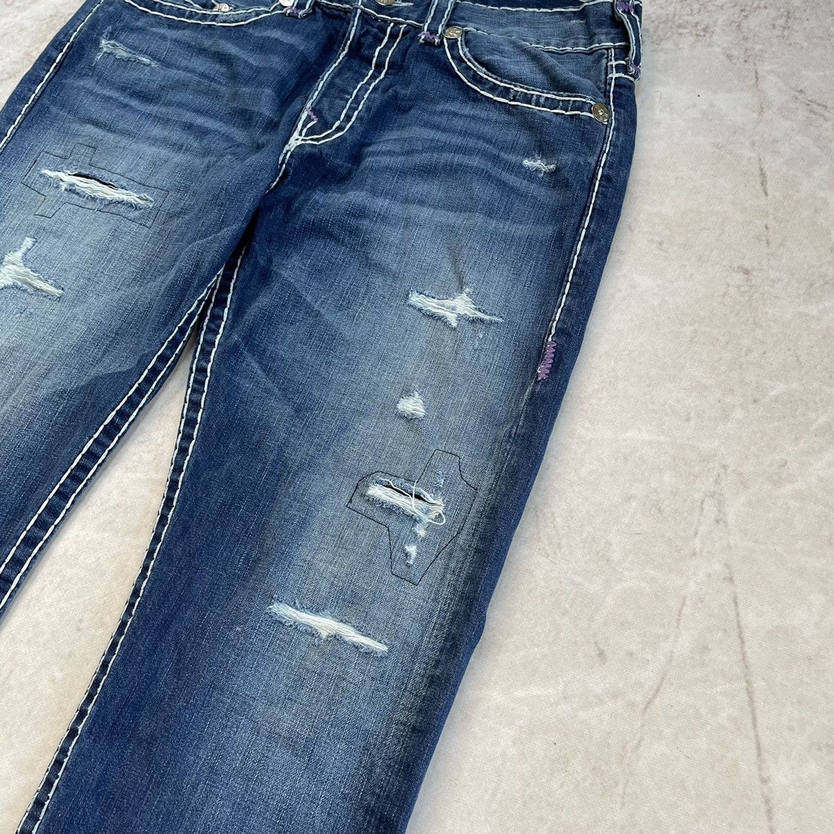 Japanese Brand × True Religion True Religion Baggy Y2K Distressed Chief Keef Wide Jeans Size US 36 / EU 52 - 5 Thumbnail