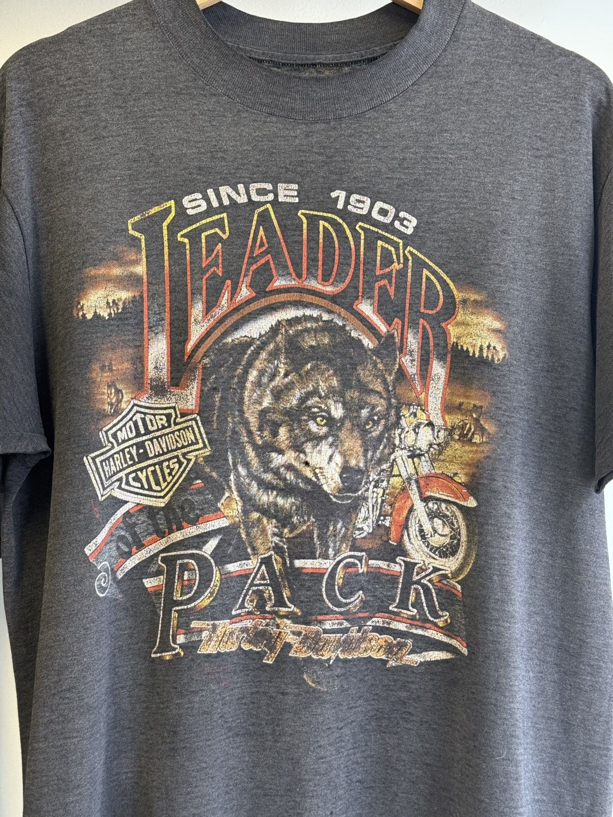 Harley Davidson 1990 3D Emblem Harley Davidson “Leader of the Pack” tee Size US L / EU 52-54 / 3 - 2 Thumbnail