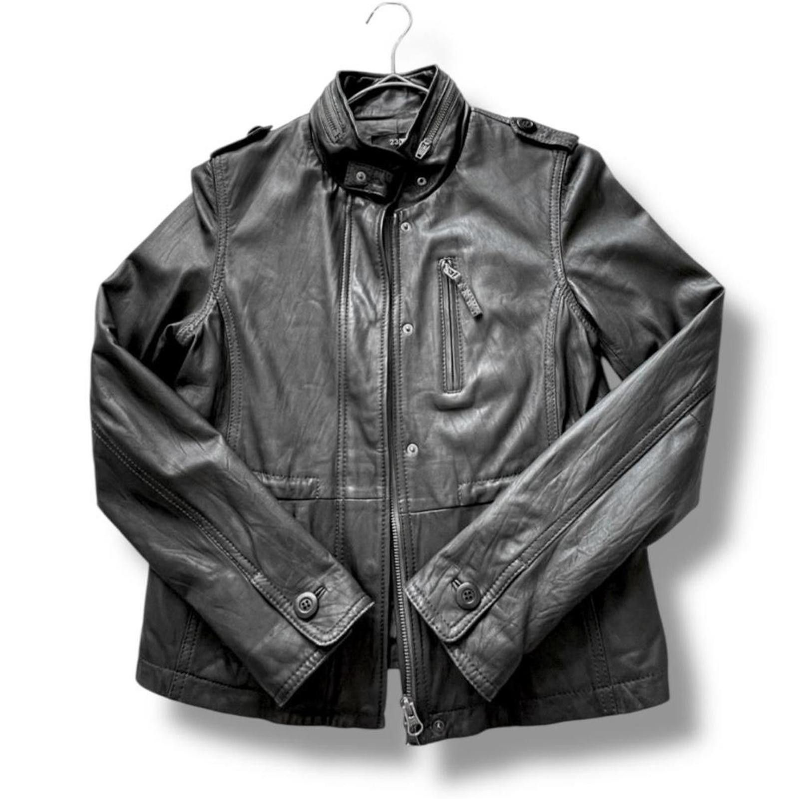 Other Real sheep leather stand collar vintage moto jacket Size XS / US 0-2 / IT 36-38 - 1 Thumbnail