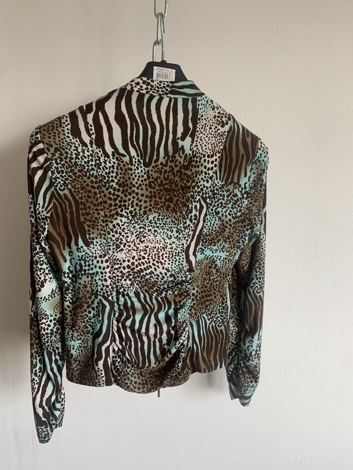 Joseph Ribkoff × Vintage VTG Joseph Ribkoff Teal Animal Print Long Sleeve Zip Up Size M / US 6-8 / IT 42-44 - 2 Thumbnail