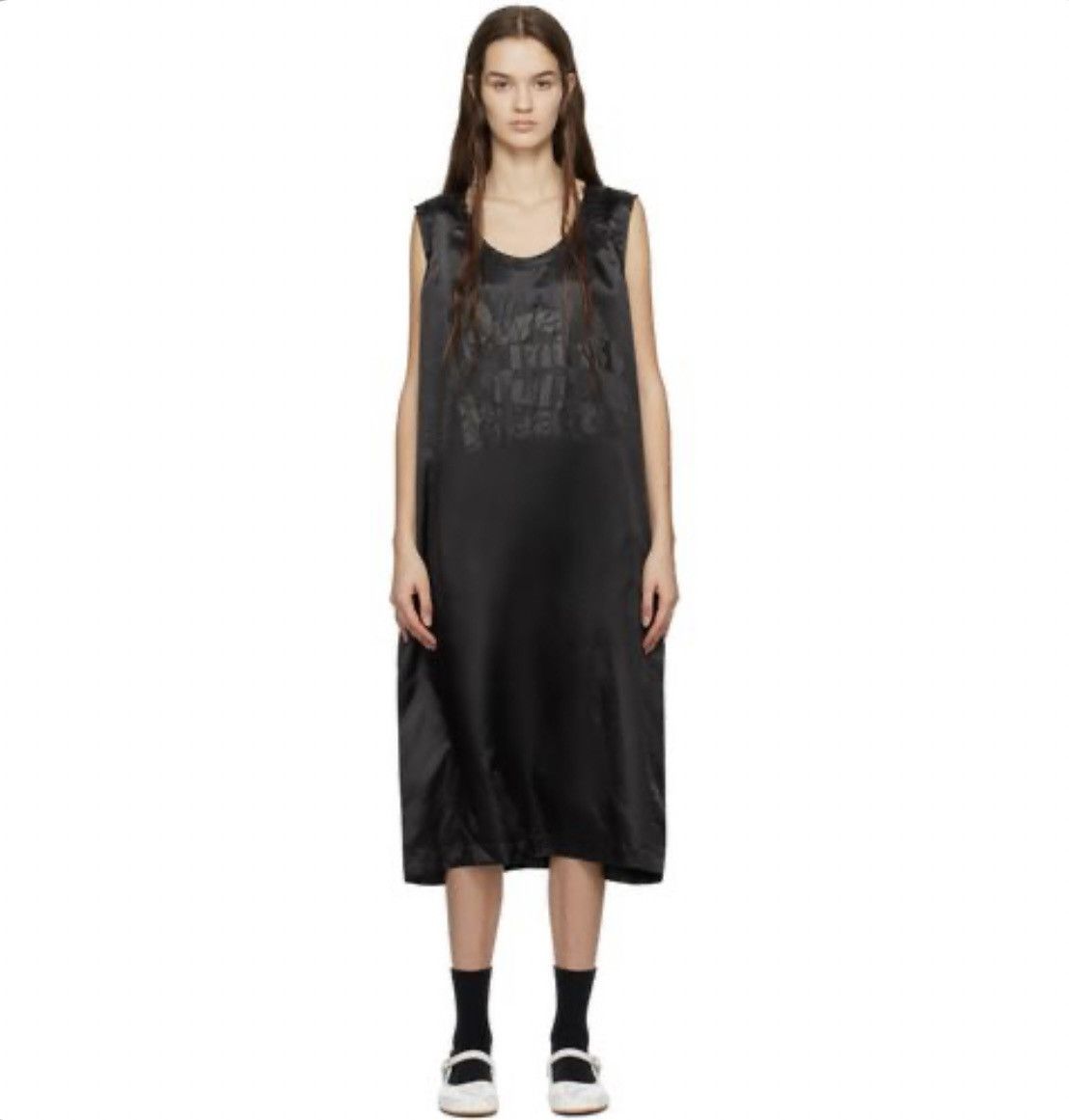 Comme des Garcons COMME DES GARCONS 'Pure Mind Full Heart' Black Midi Dress Size L / US 10 / IT 46 - 1 Thumbnail