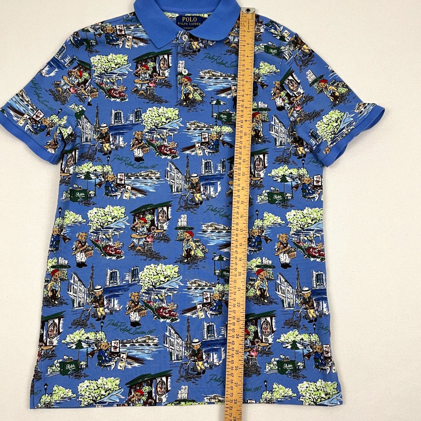 Polo Ralph Lauren Polo Ralph Lauren Polo Shirt Mens M Blue Paris Bear All Over AOP Preppy France Size US M / EU 48-50 / 2 - 5 Thumbnail